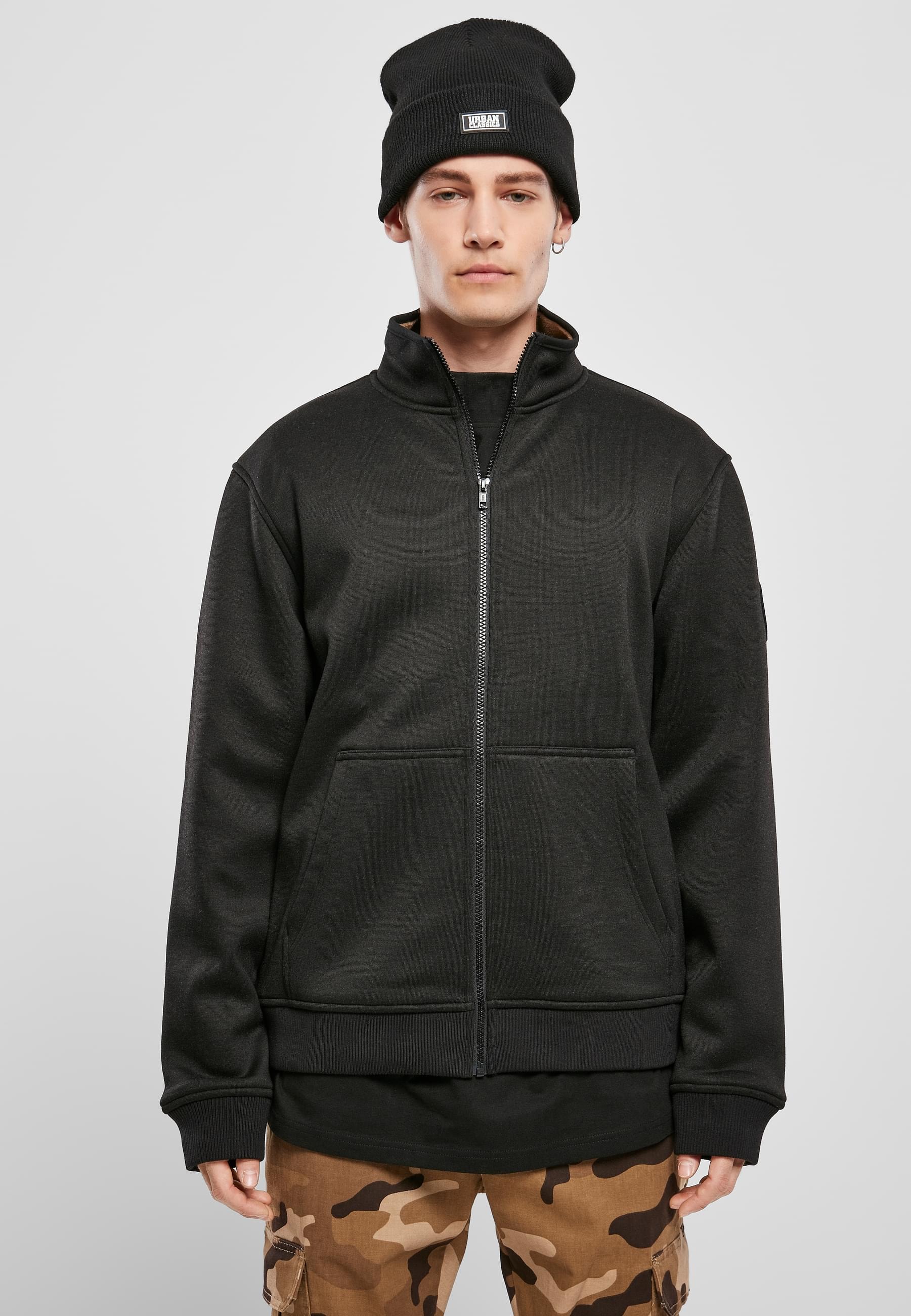 URBAN CLASSICS Anorak »Urban Classics Herren Teddy Bonded Zip Jacket«, (1 St.), ohne Kapuze