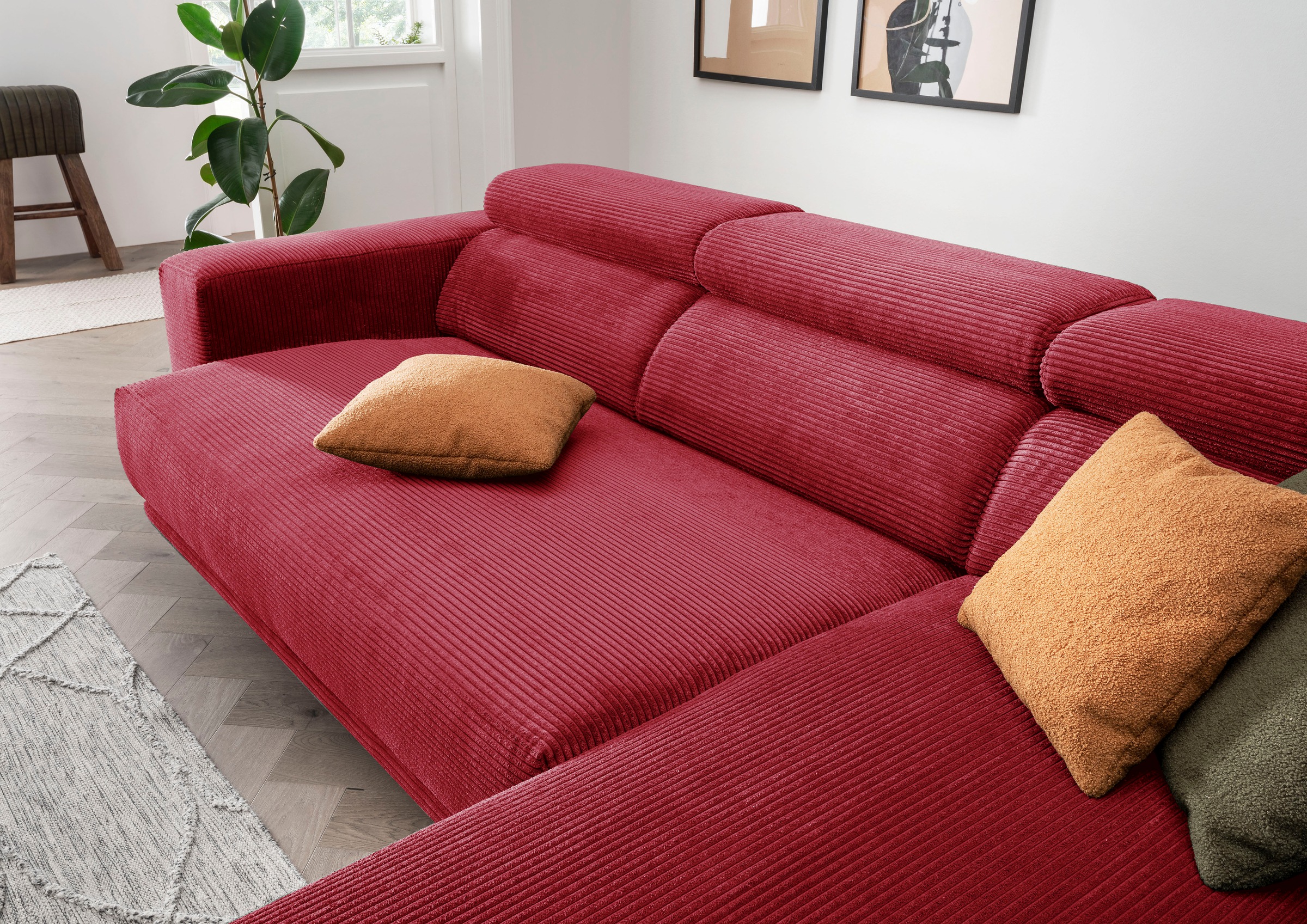 alina Ecksofa »Hikari«, wahlweise mit Sitzvorzug, in modernem Cordstoff, Breite 302 cm