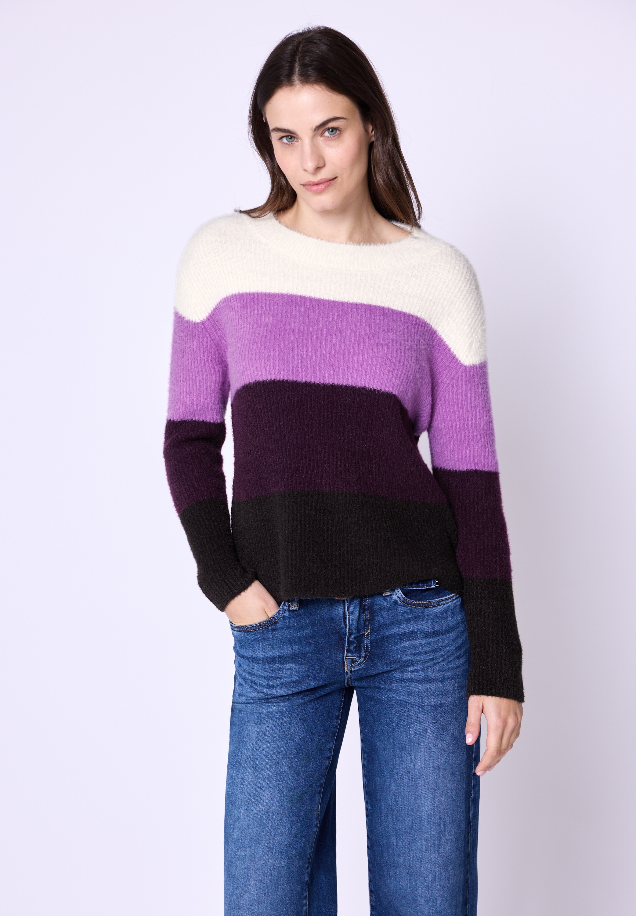 STREET ONE STUDIO Strickpullover mit buntem Streifenmuster günstig online kaufen