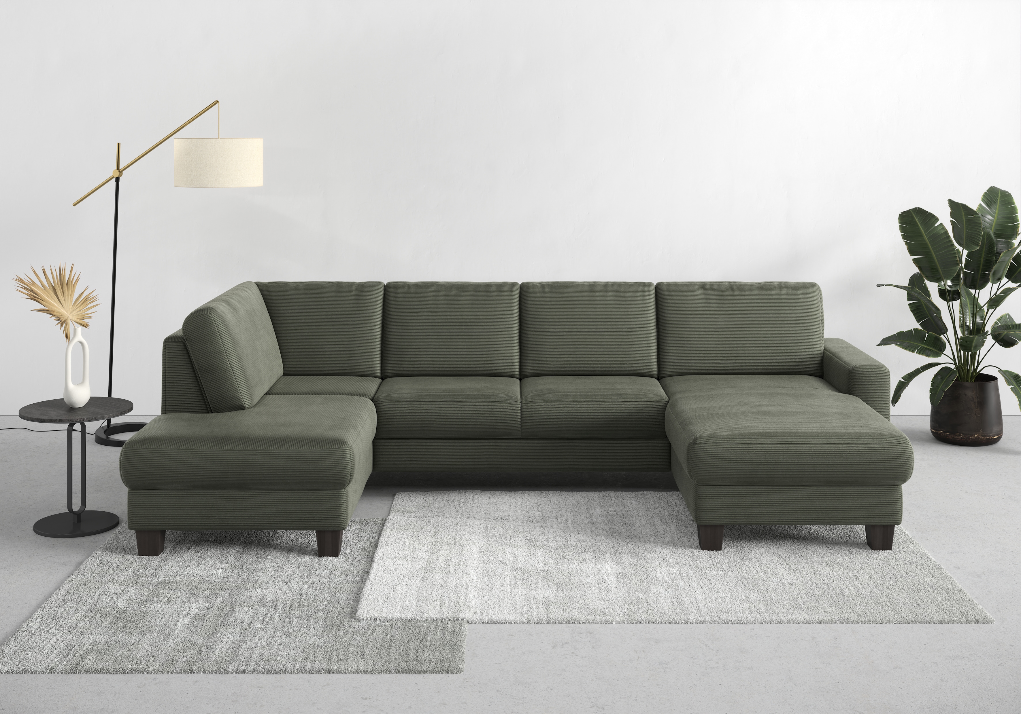 Thumbnail - Home affaire Wohnlandschaft "Summer U-Form" mit oder ohne Bettfunktion und Bettkasten, wengefarbene Holzfüße