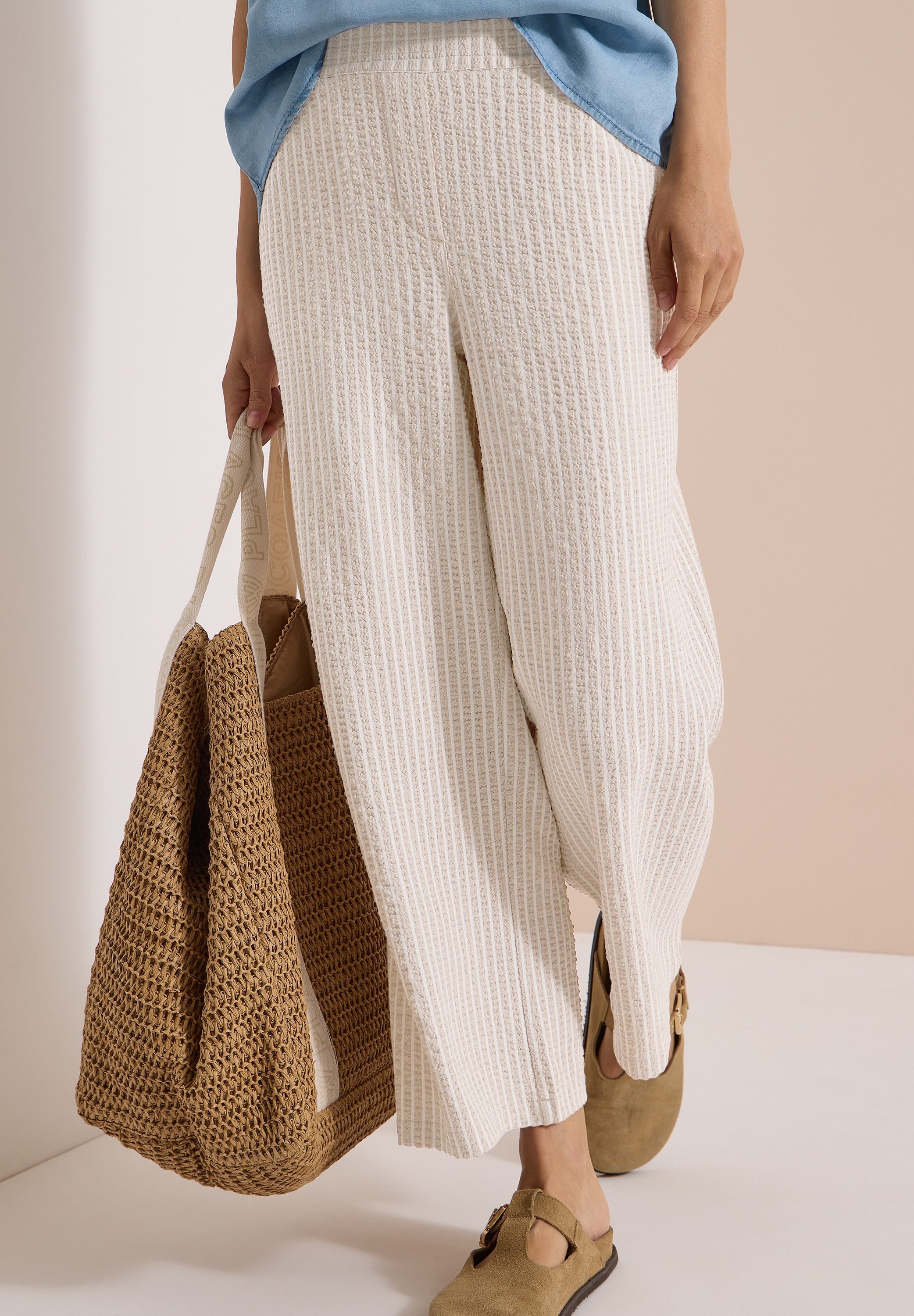 Cecil 7/8-Hose "Style Neele" Seersucker-Qualität, Streifenmuster, Loose Fit