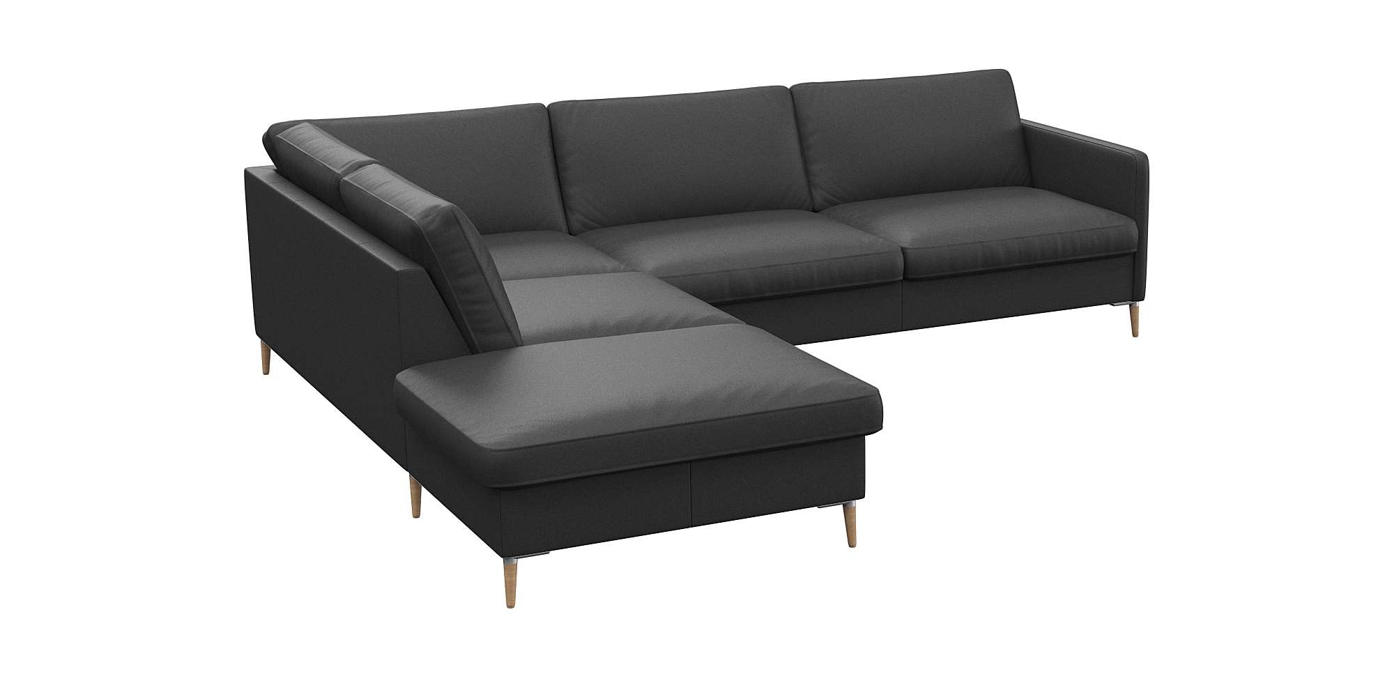 FLEXLUX Ecksofa »Fiore, L-Form«, schmale Armlehnen, Kaltschaum, Füße Alu+ Eiche
