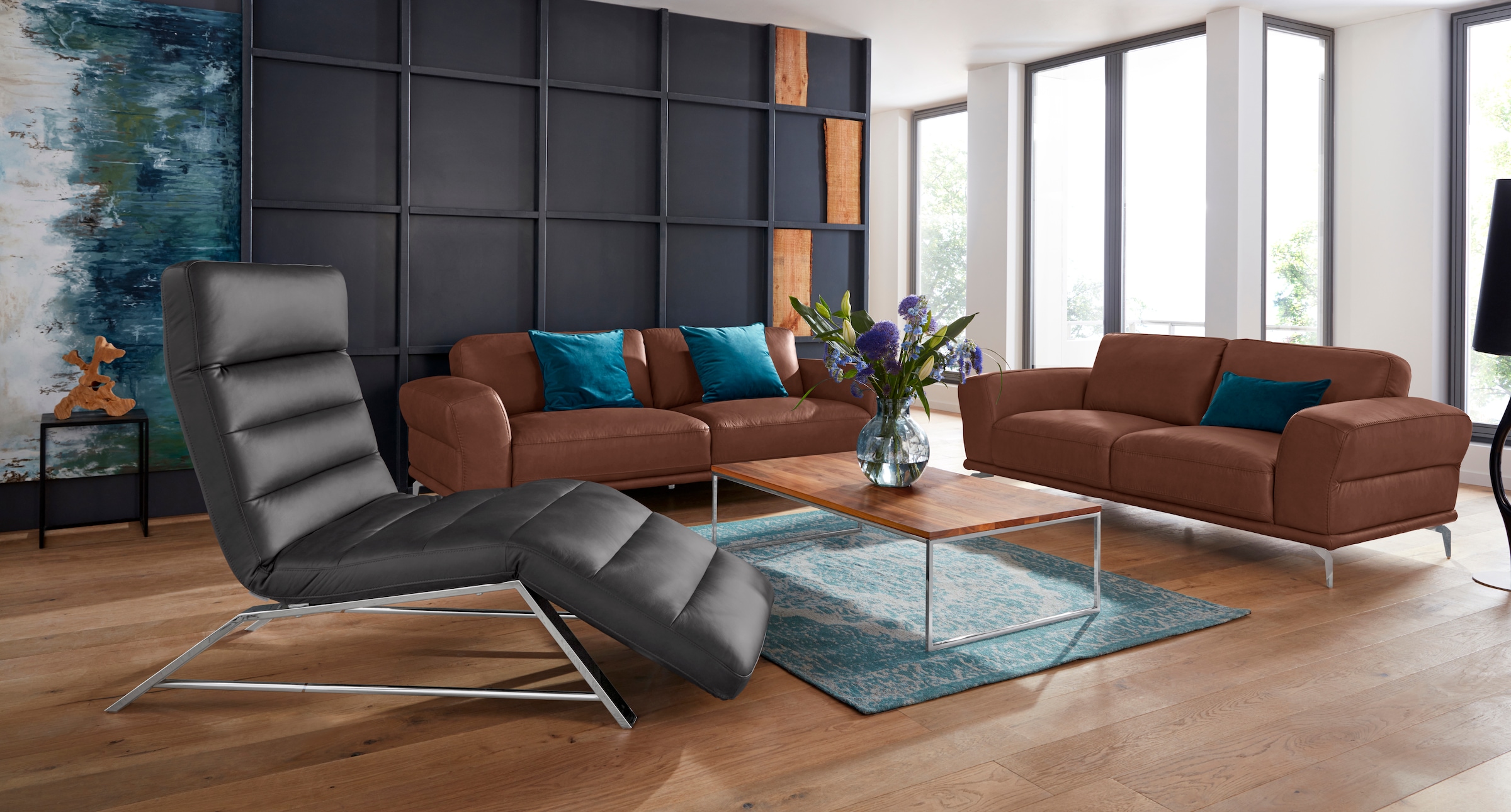 W.SCHILLIG 2-Sitzer »montanaa«, mit Metallfüßen in Chrom glänzend, Breite 192 cm