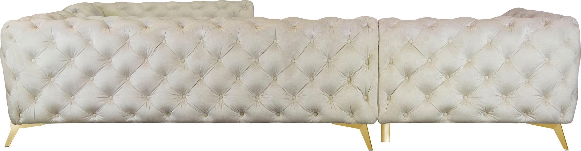 Leonique Chesterfield-Sofa »Amaury L-Form«, großes Ecksofa, Chesterfield-Optik, Breite 323 cm, Fußfarbe wählbar