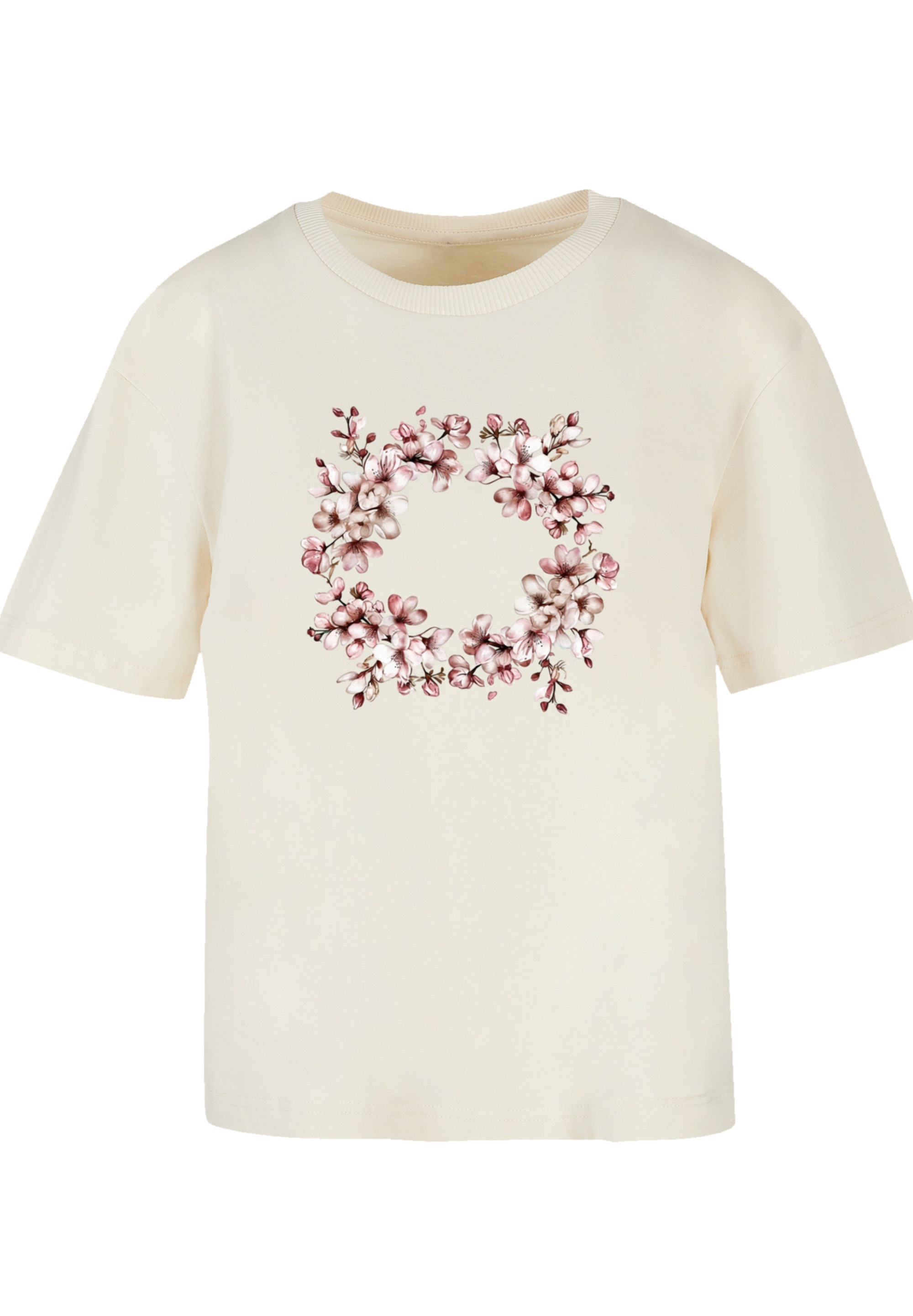 F4NT4STIC T-Shirt »Rosa Frühlings Blumenkranz Dekor«, Premium Qualität
