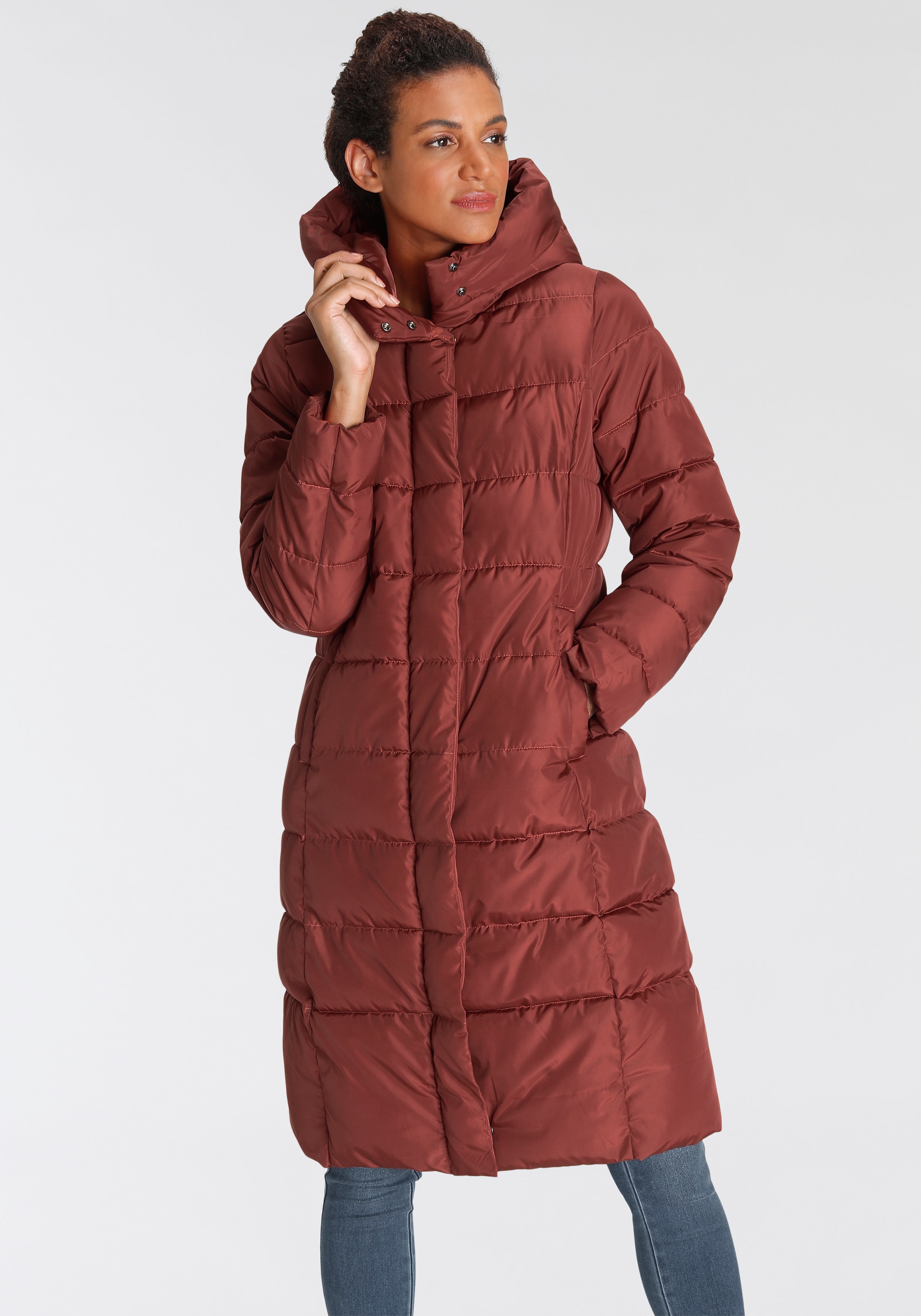 ONLY Steppmantel »ONLTINA PUFFER X LONG COAT OTW«, mit Kapuze bestellen |  BAUR | Outdoormäntel