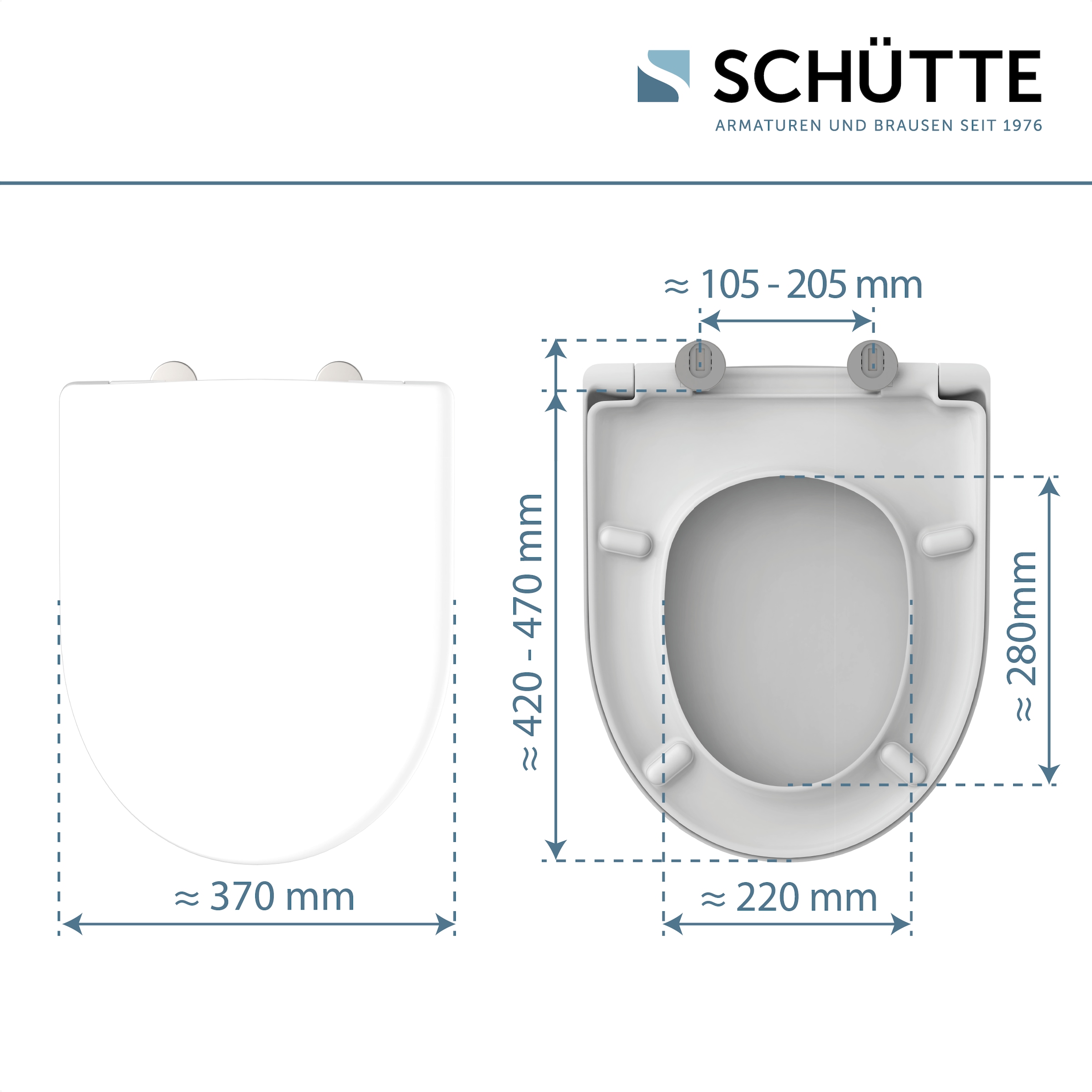 Schütte WC-Sitz »Duroplast, WHITE D-Form PRO 3« WC-Sitz, Befestigungsmaterial, Montageanleitung,  mit Absenkautomatik und Schnellverschluss