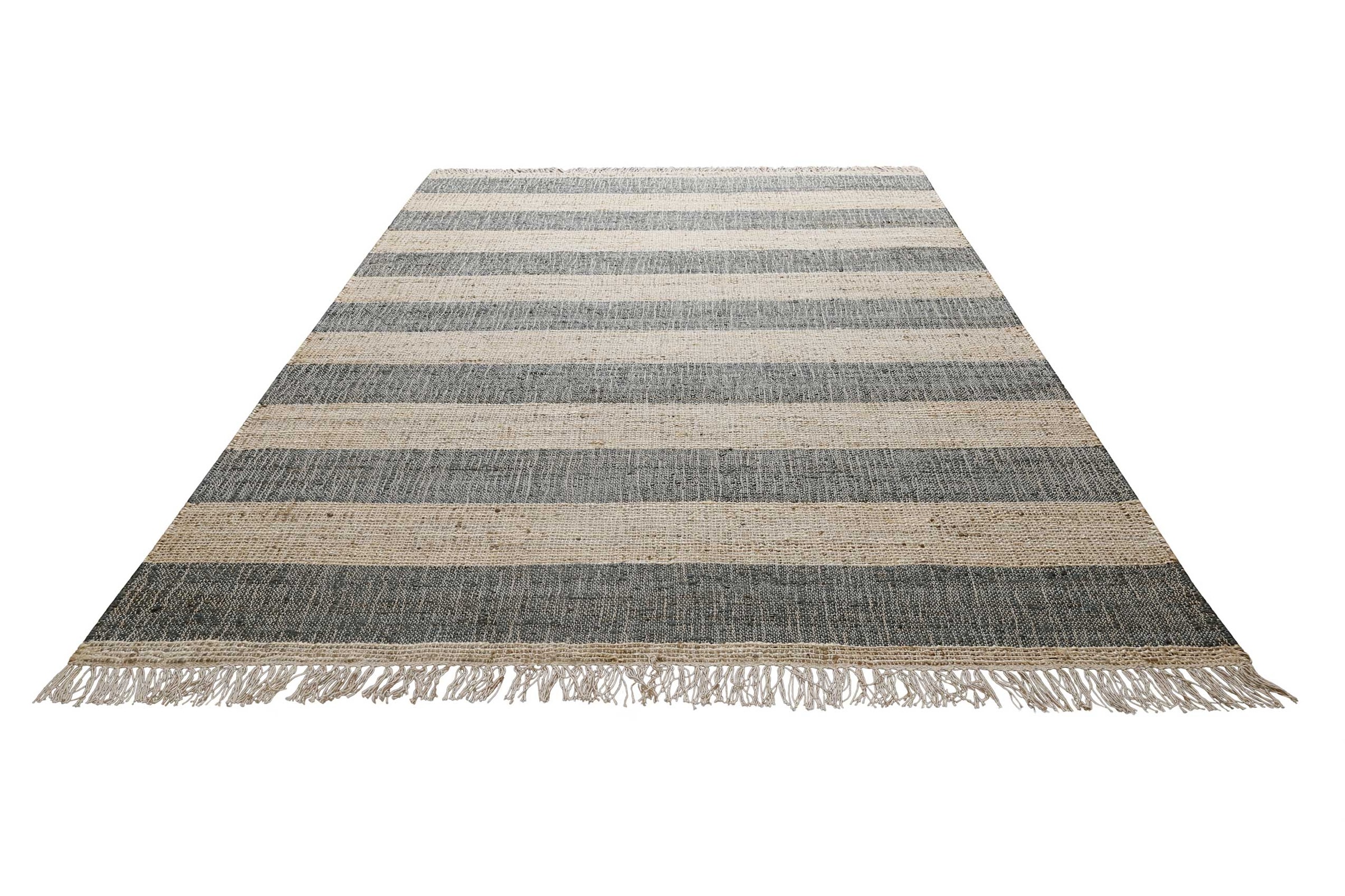Green Looop Teppich "Virgil" rechteckig 4 mm Höhe Naturfaser Teppich aus 80% Jute 20% Baumwolle, mit Fransen, Wohnzimmer