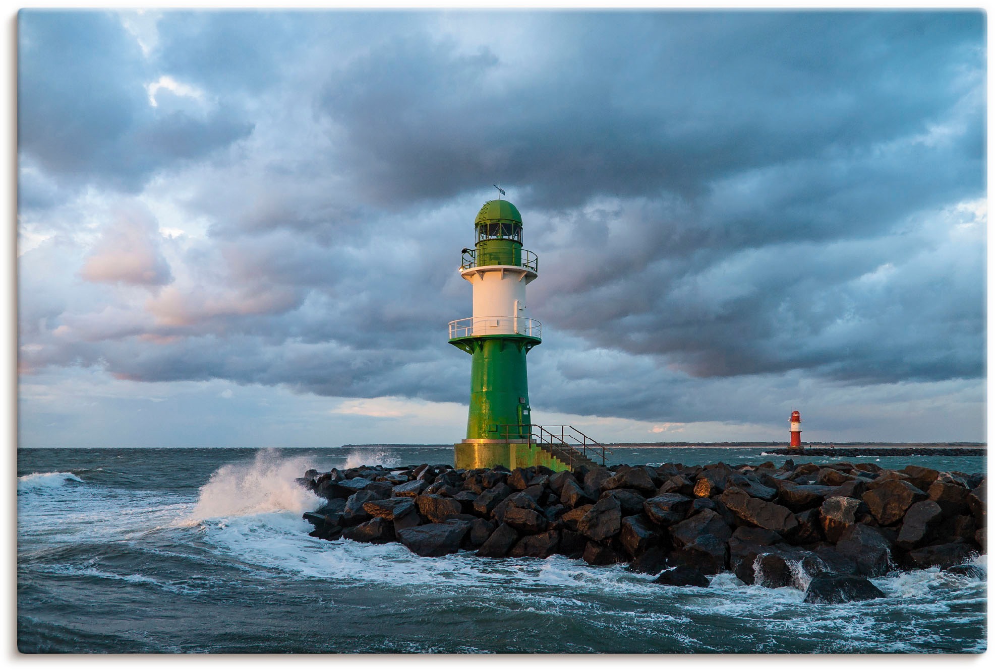 Artland Leinwandbild »Mole in Warnemünde III«, Gebäude, (1 St.), auf Keilrahmen gespannt