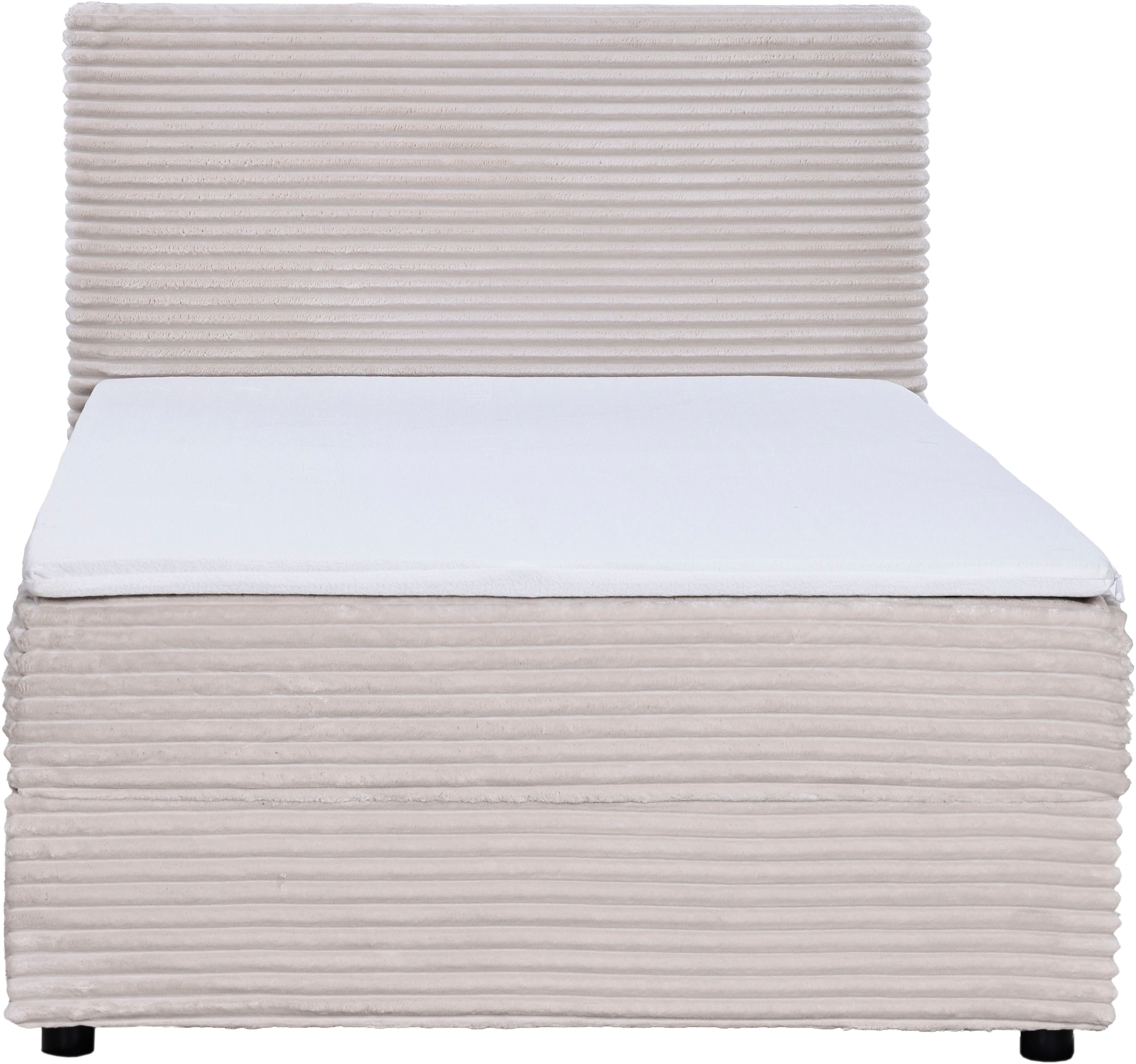Home affaire Boxbett »CORLAY, Polsterbett mit Stauraum und Taschenfederkernmatratze H3« inkl. PUR-Schaumtopper, Cord-Bezug, 120x200cm