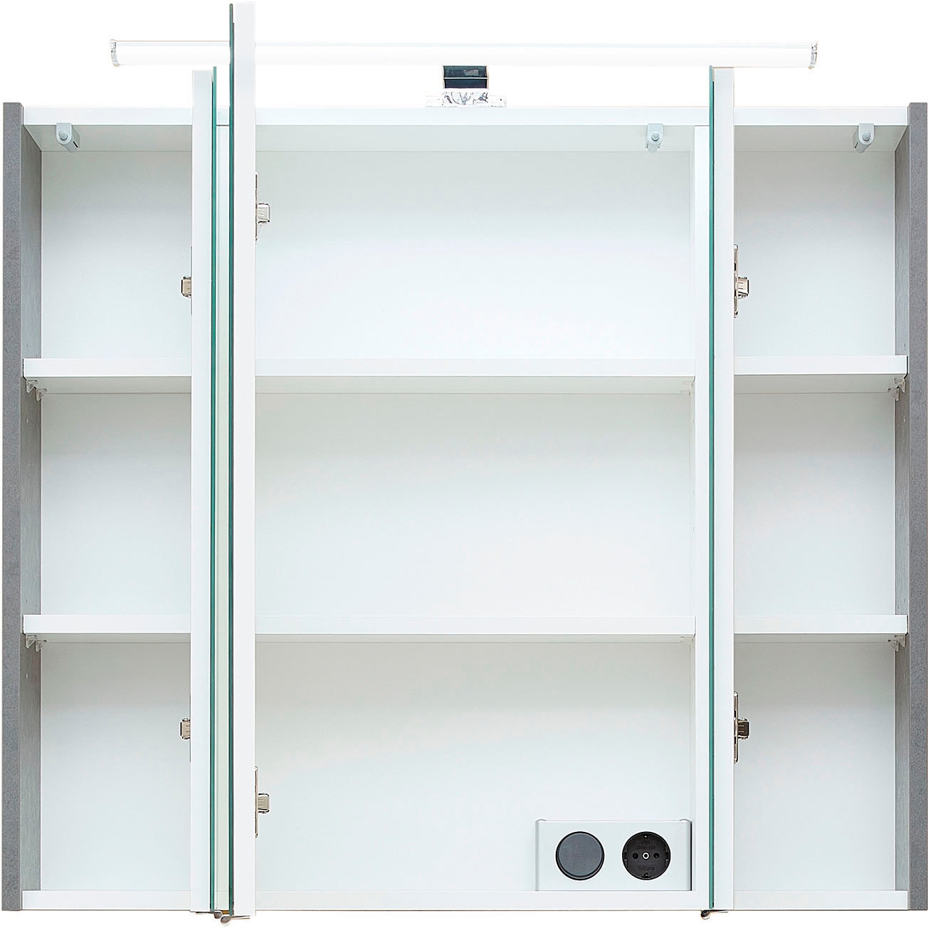 Saphir Badmöbel-Set »Quickset 945 2-teilig, Mineralmarmor-Waschtisch und LED-Spiegelschrank«, (2 St.), Waschplatz 80 cm breit, 5 Türen, 1 Schublade, inkl Türdämpfer, Bad-Set