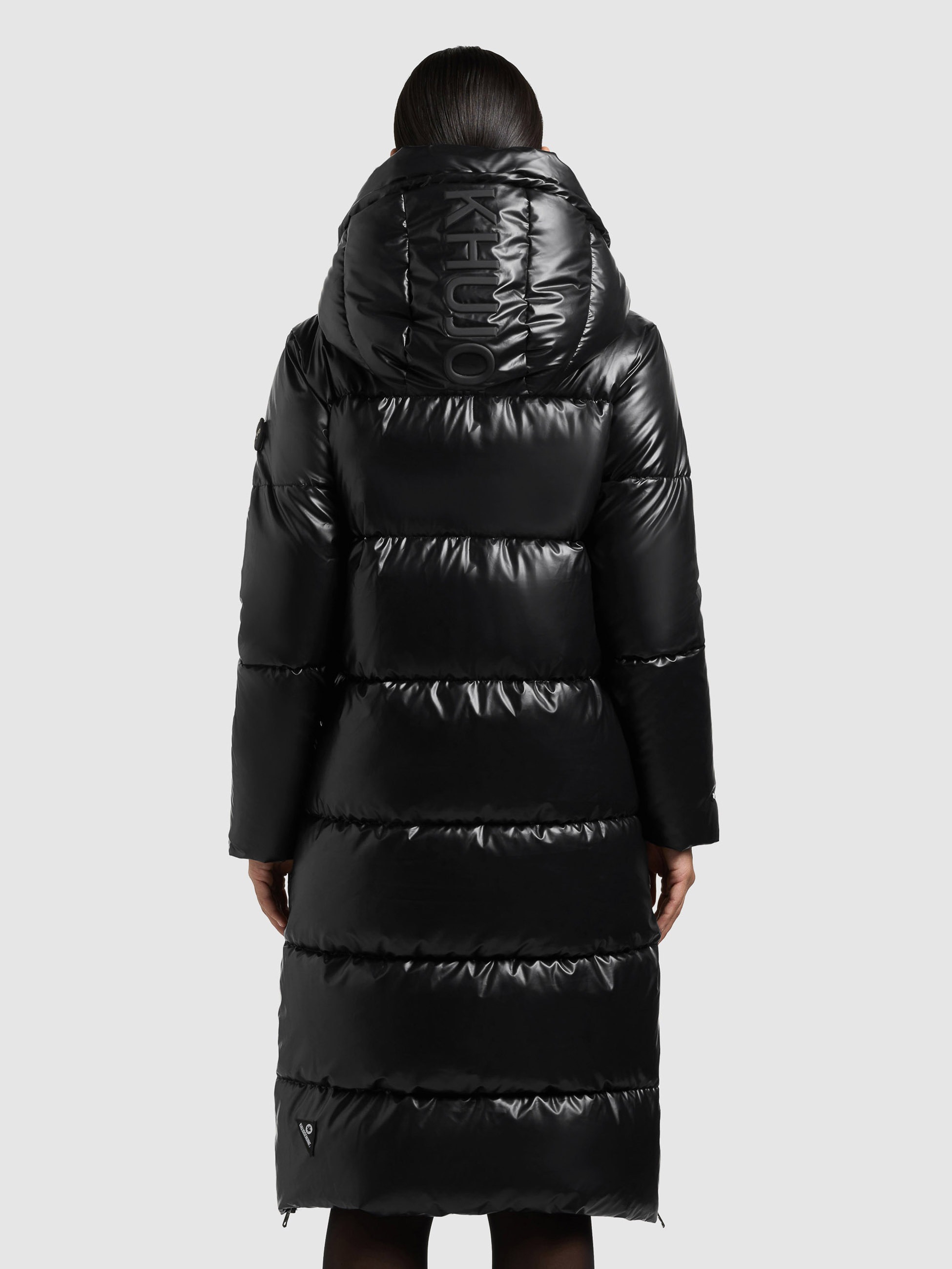 Steppmantel KHUJO "RACHEL2 SHINY", Damen, Gr. XXL, schwarz, 100% Polyester, unifarben, eingesetzt elastischer Bund mit Windstopper, Mäntel Steppmantel 3