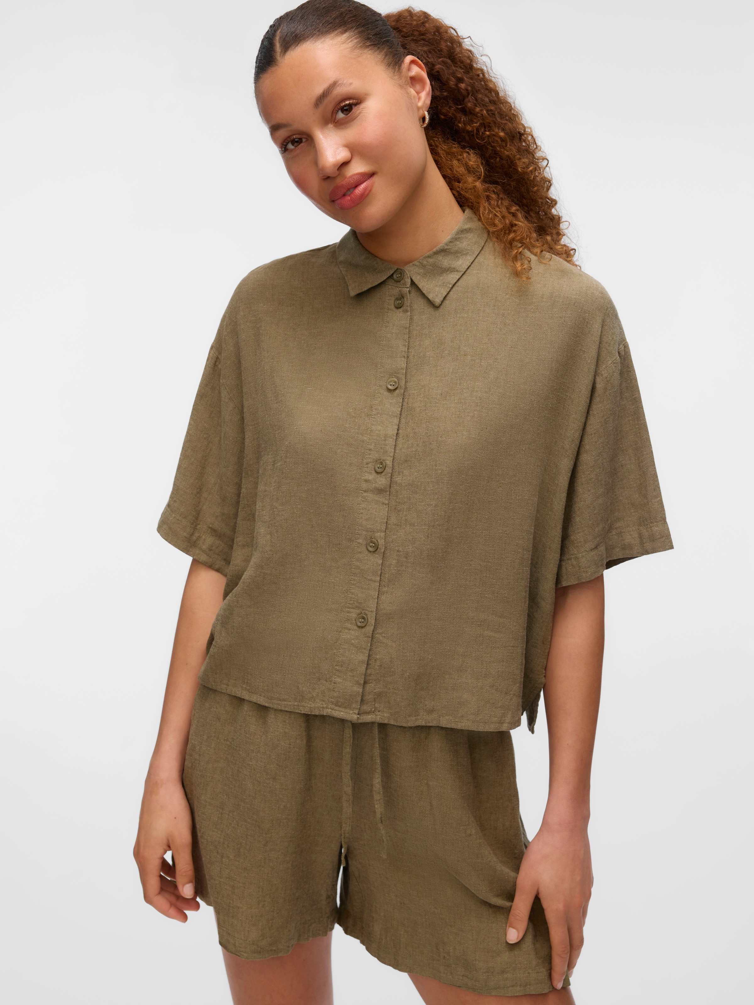 Vero Moda Hemdbluse "VMLINN LINEN 2/4 SHORT SHIRT WVN NOOS" günstig online kaufen