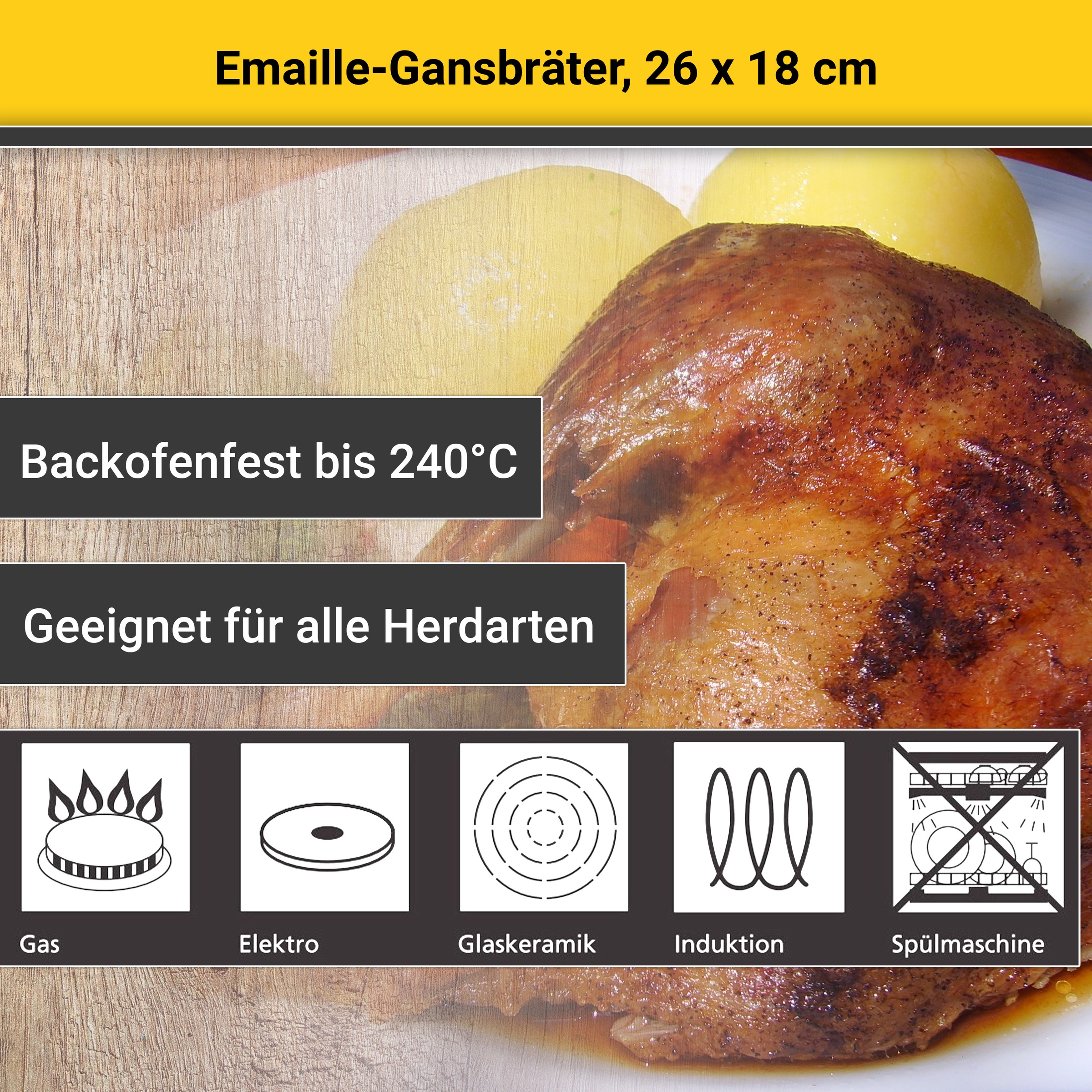 Krüger Bräter »Emaille Gansbräter, gesprenkelt mit Tropfdeckel, 26 x 18 x 7,5 cm« 1 tlg. Emaille