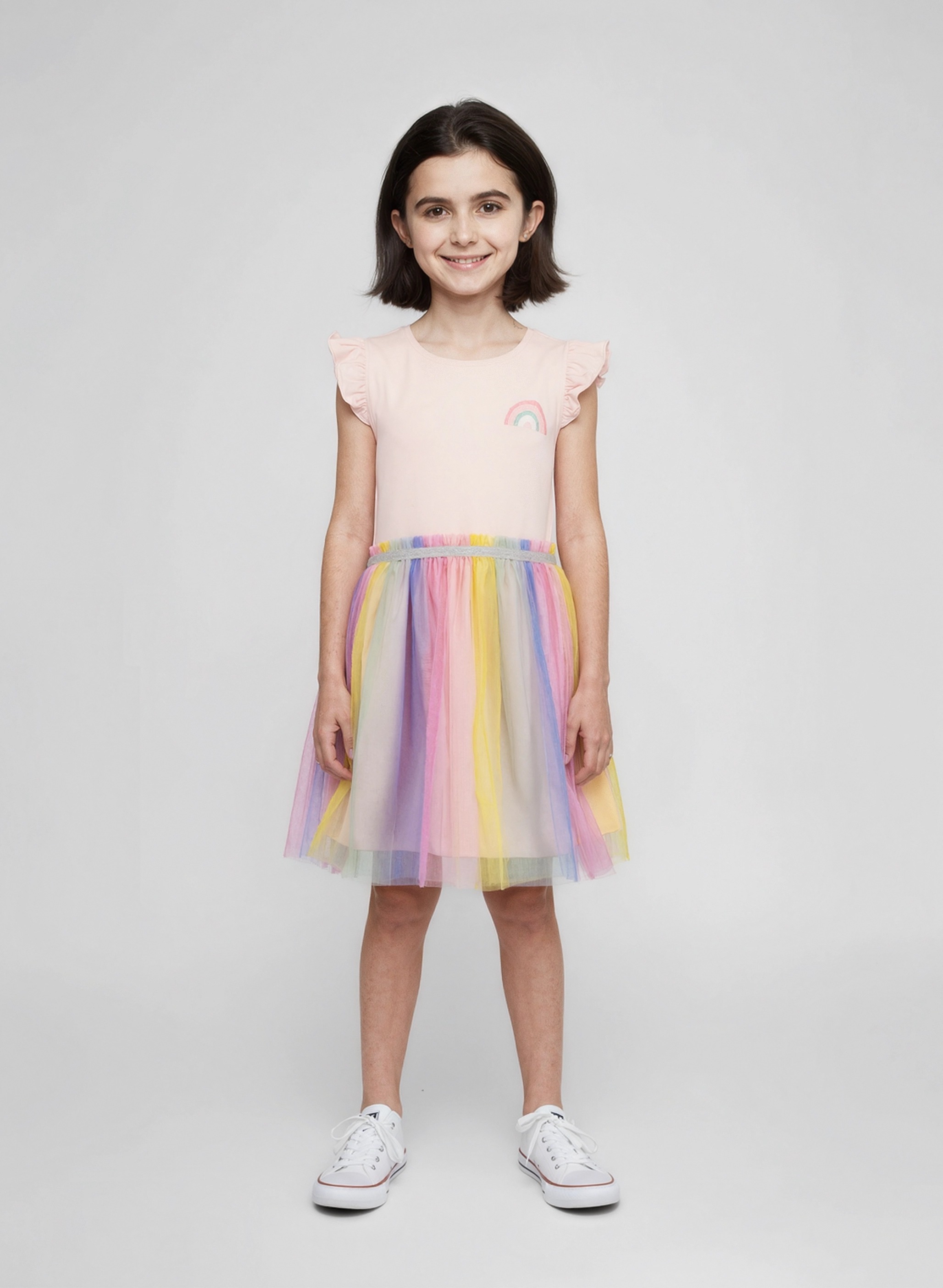 BLUE SEVEN Mädchen Jerseykleidrosa, Gr. 110, mehrfarbig, unifarben, Jersey, Obermaterial: 95% Baumwolle, 5% Elasthan, Kleider, mit aufgenähtem,