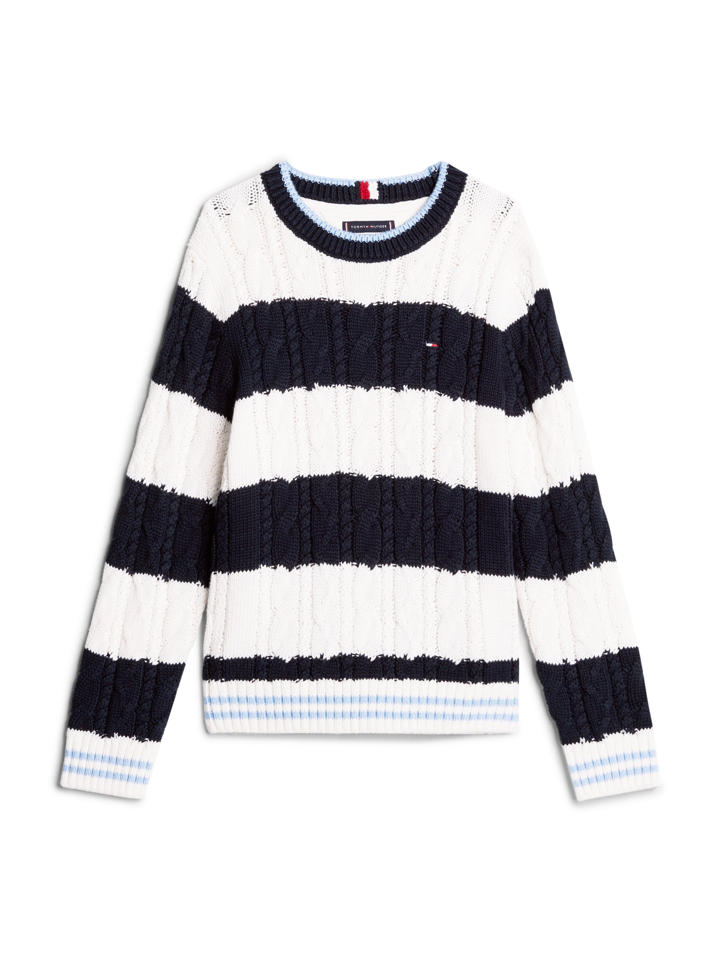 Tommy Hilfiger Strickpullover »COLORBLOCK CABLE REGULAR SWEATER«, Kinder bis 16 Jahre mit Logostickerei