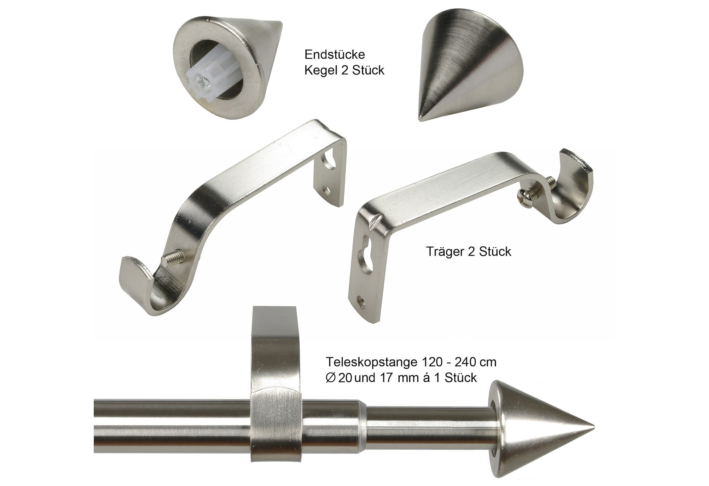 Liedeco Gardinenstange "Kegel Ã˜ 20 mm" Ø 20 mm 1 läufig-läufig ausziehbar günstig online kaufen