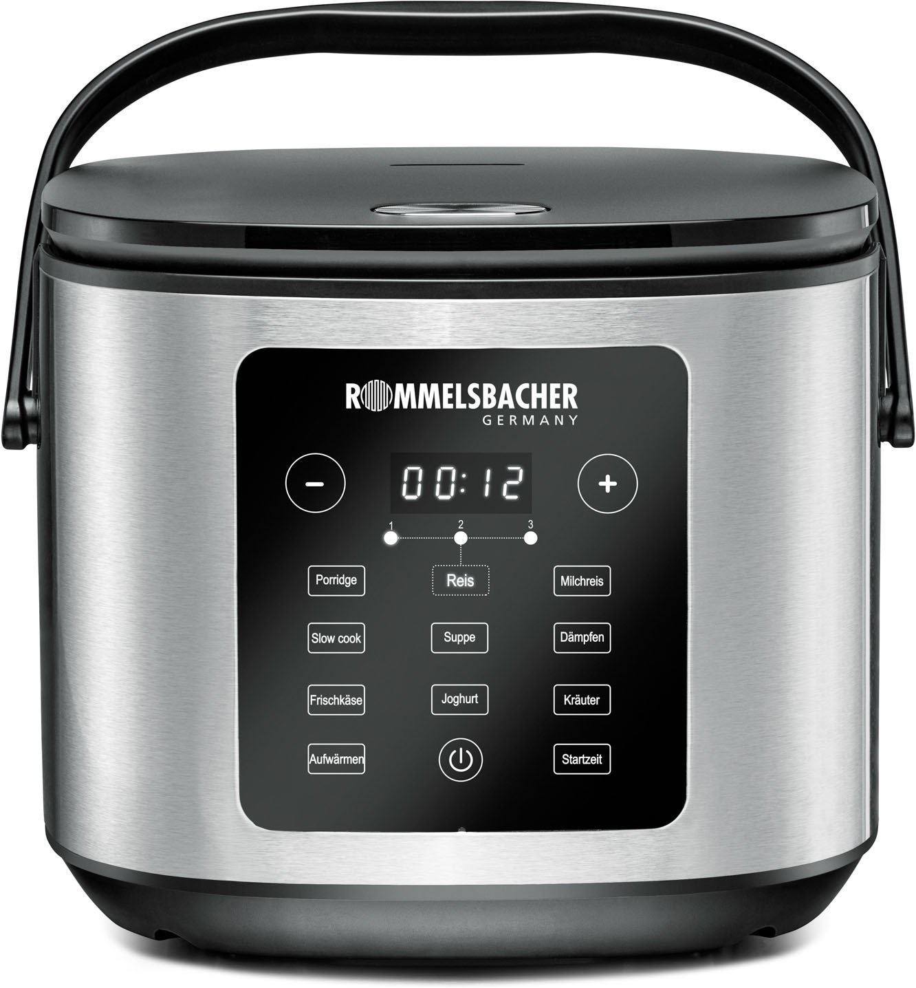 ROMMELSBACHER Reiskocher "MRK 950", edelstahl, schwarz, B:30cm H:24cm T:34cm, Reiskocher, 12 vielseitige Programme - Einheitsgröße