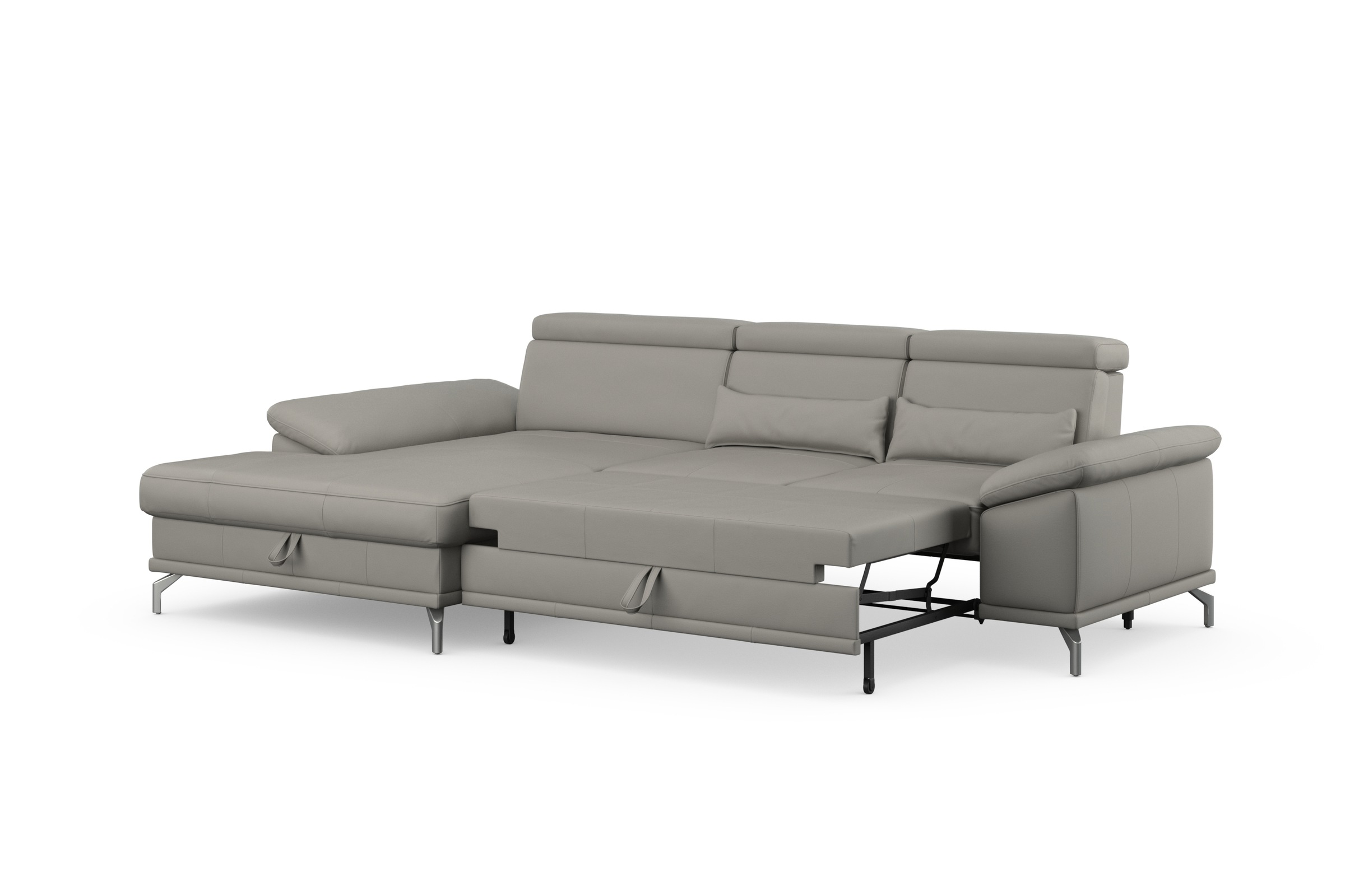 sit&more Ecksofa »Cabrio L-Form, mit Sitztiefenverstellung, Arm- und Kopfteilverstellung«, 2 Nierenkissen, Federkern, optional Bettfunktion und Stauraum