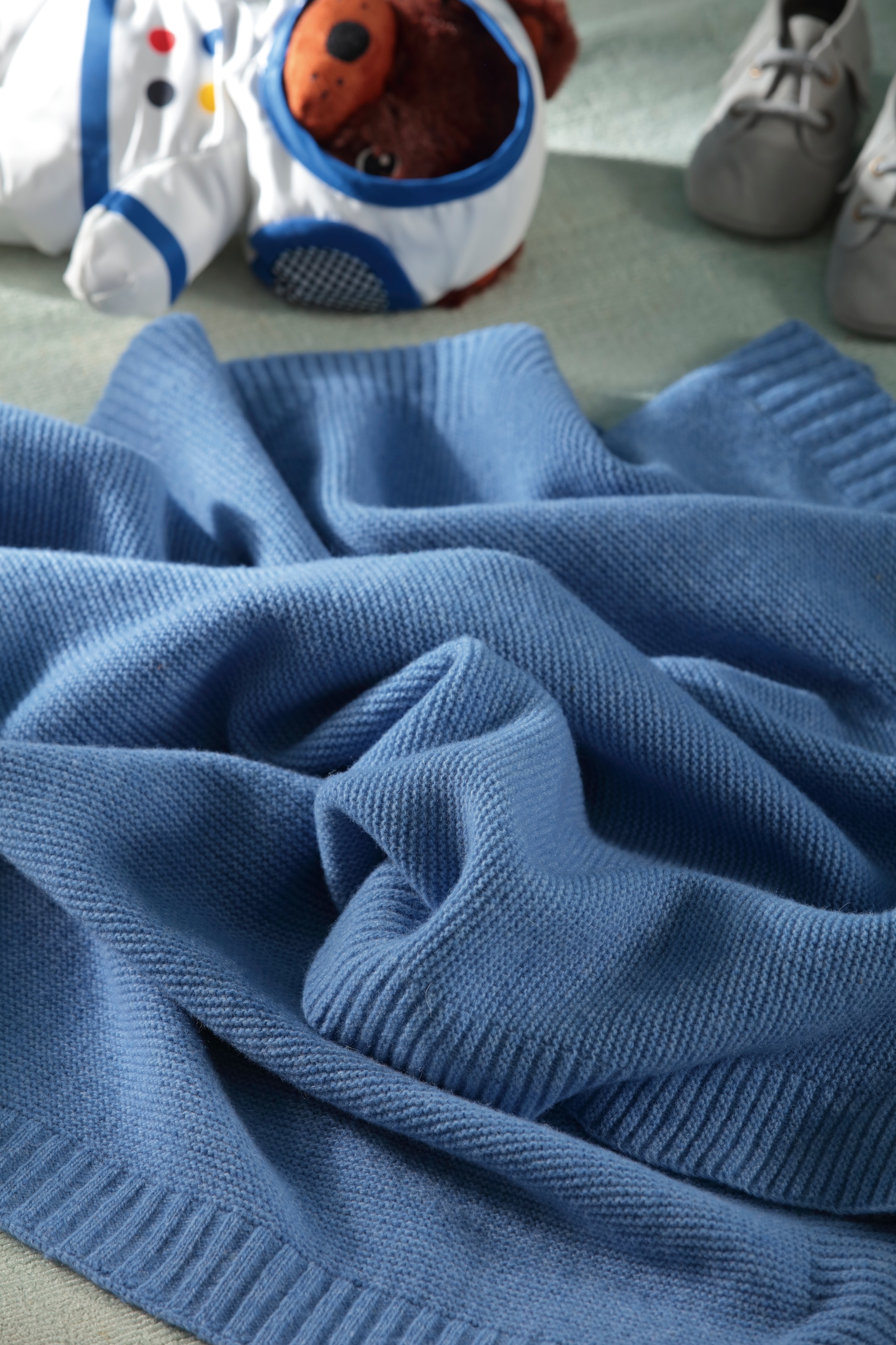 Biederlack Babydecke »Babydecke Wool Knit«, 75 x 100, mit kontrastfarbigem Patentrand