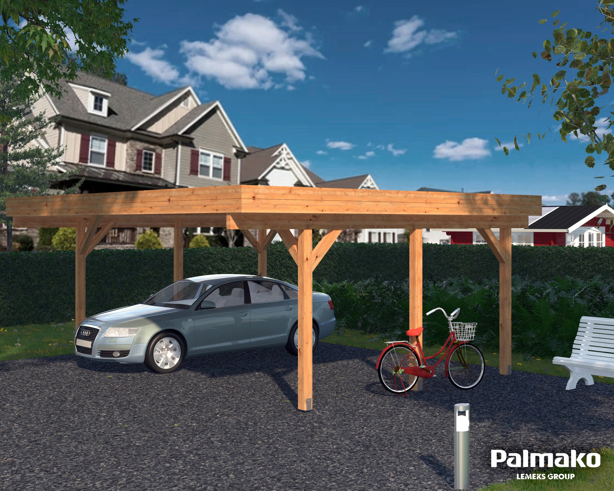 Palmako Doppelcarport »Karl«, Massivholz, hellbraun
