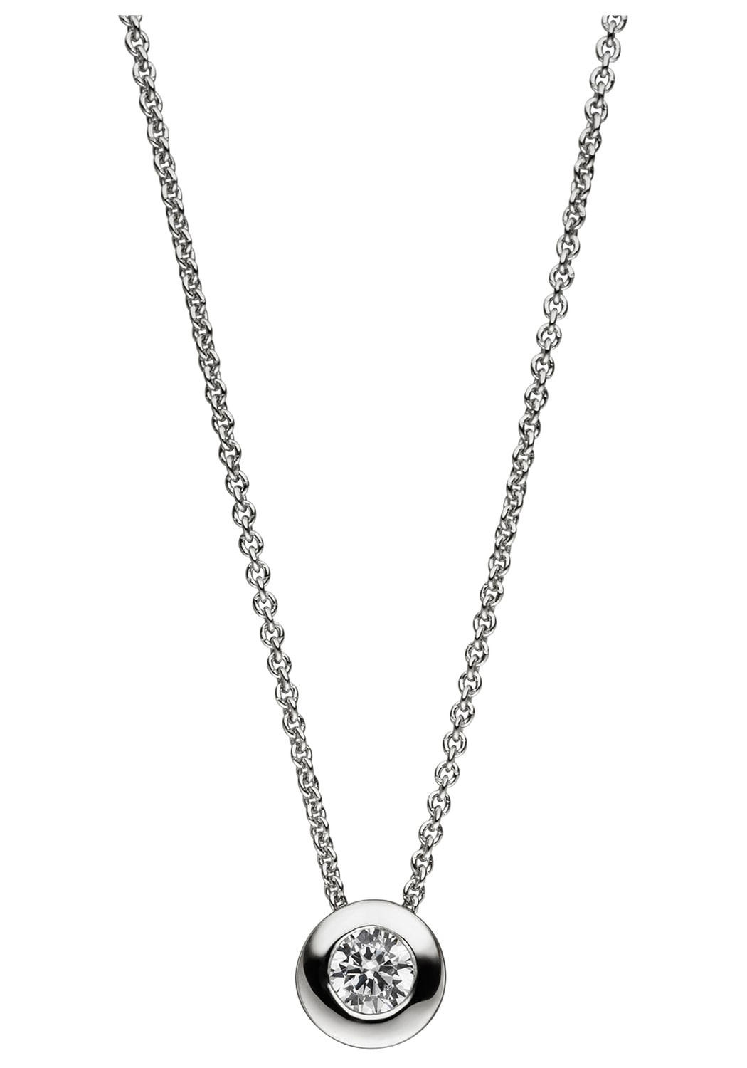 JOBO Kette mit Anhänger, rund 925 Silber mit Zirkonia 42 cm