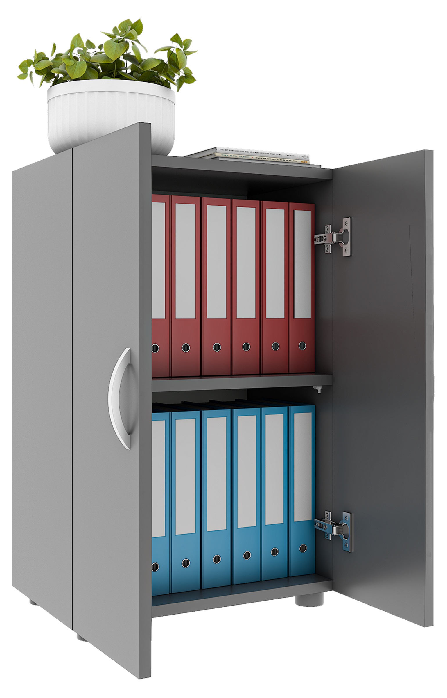 Aktenschrank VCM, B:49cm T:34cmanthrazit, Obermaterial: 100% Holz Wood., Büro, Schränke, "Büroschrank Bücher Ordner Aktenschrank Ulas 2fach"