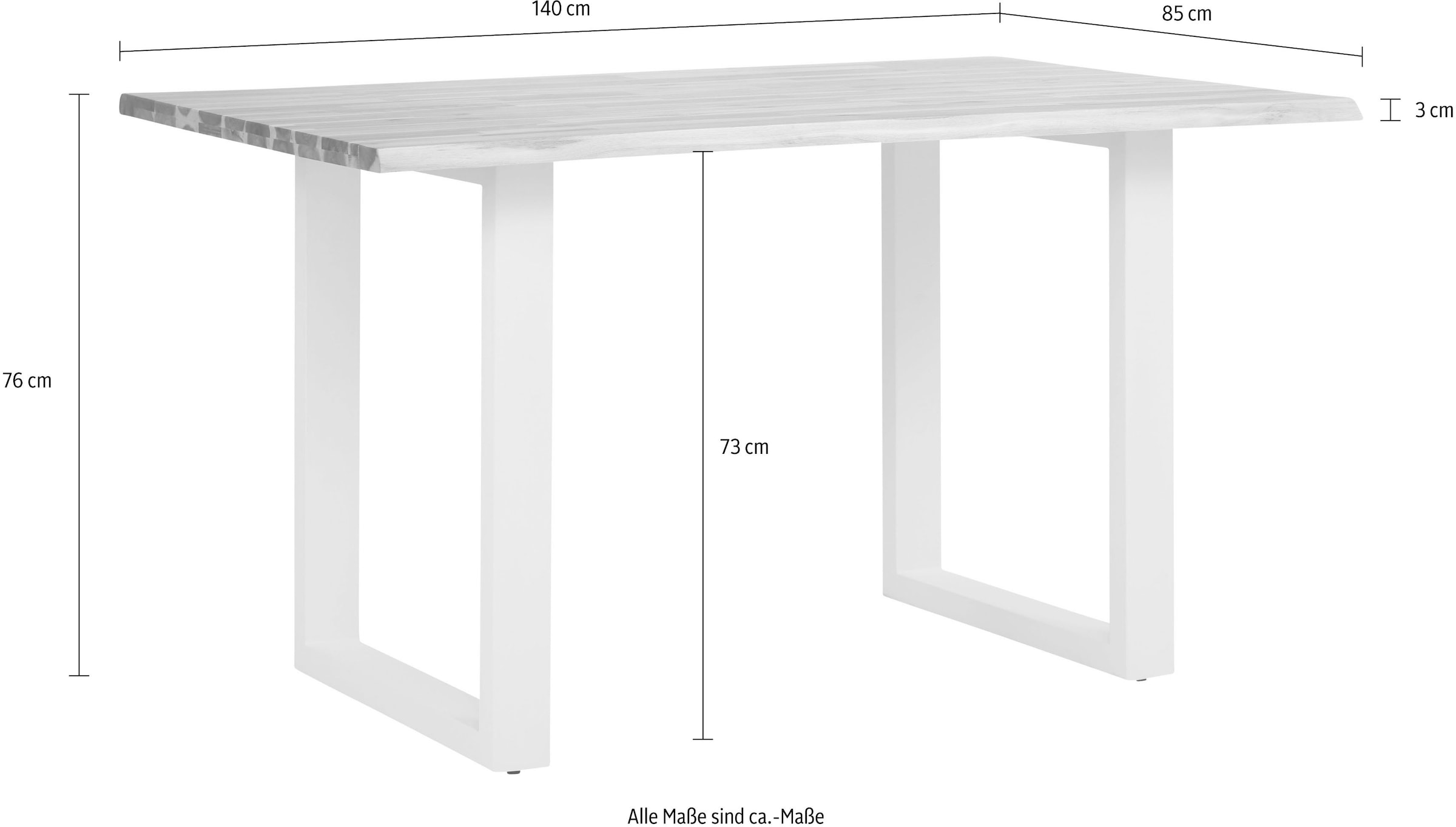 Home affaire Esstisch »Melody« Akazienholz, mit Metallfußgestell Breite 140 cm