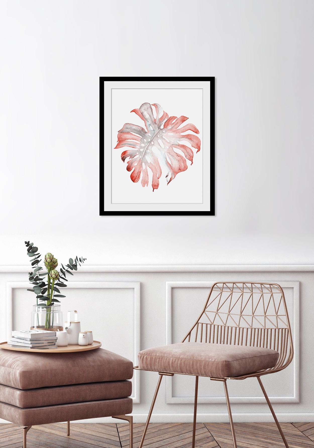 queence Bild »Klaudia«, Blätter-Kunst-Pflanzen-Pflanzenbilder, HD Premium Poster-Druck inkl. Holzrahmen