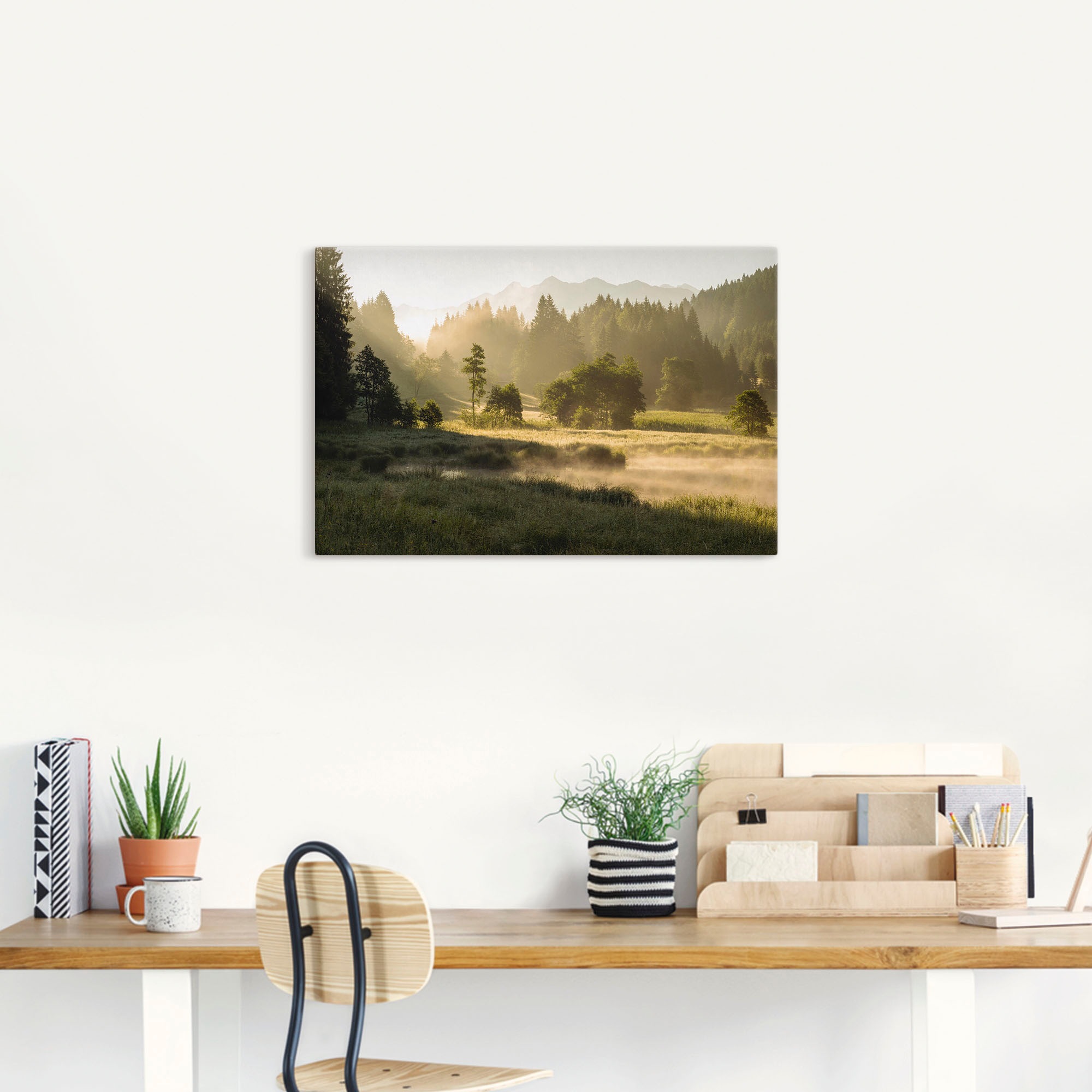Artland Wandbild »Sommermorgen in den Alpen«, Wiesen & Bäume, (1 St.), als Leinwandbild, Wandaufkleber in verschied. Größen