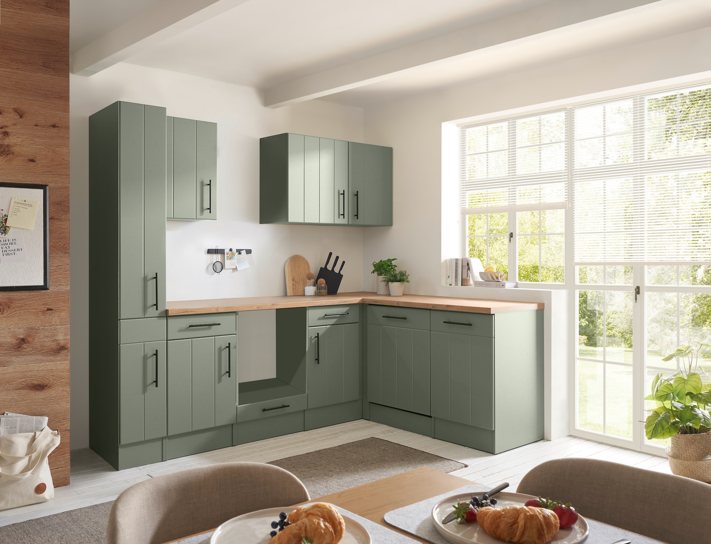 RESPEKTA Winkelküche »Anton« Breite 250 cm, 90 cm Arbeitshöhe, wahlweise mit und ohne E-Geräte