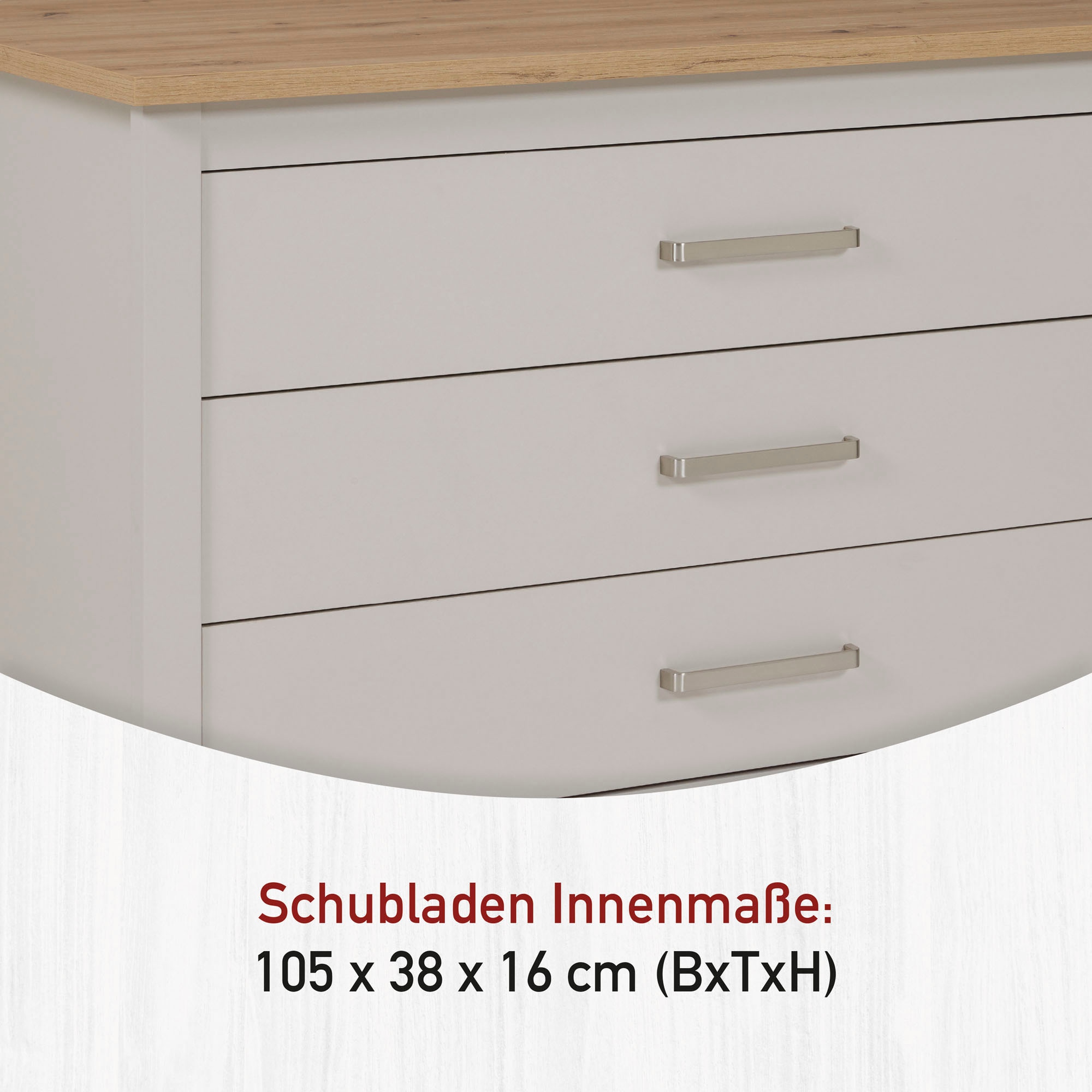 Inter Link Bartisch »Pienza, multifunktional für Küche & Essbereich, Kaschmir, Skandi Look« 1 Stk. tlg. Kücheninsel mit Soft-Close, Platz für 2 Hocker, 124x75x91 cm