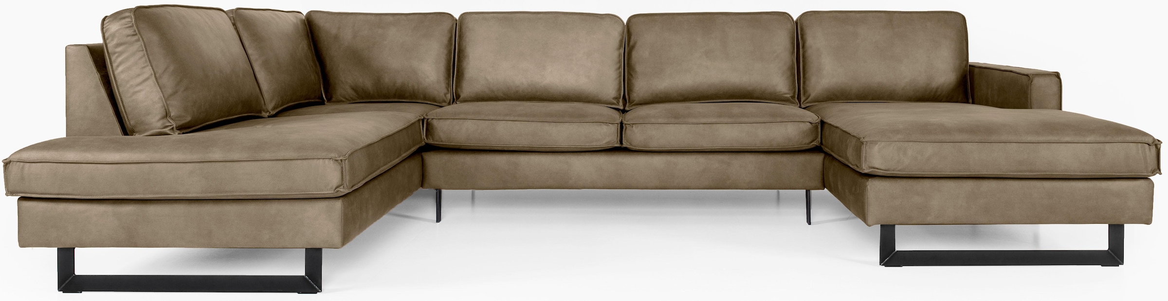 Places of Style Wohnlandschaft »Pinto, 350 cm, U-Form, XXL, mit Ottomanen«, Cord, Feincord, Luxus-Microfaser Leder und Chenille