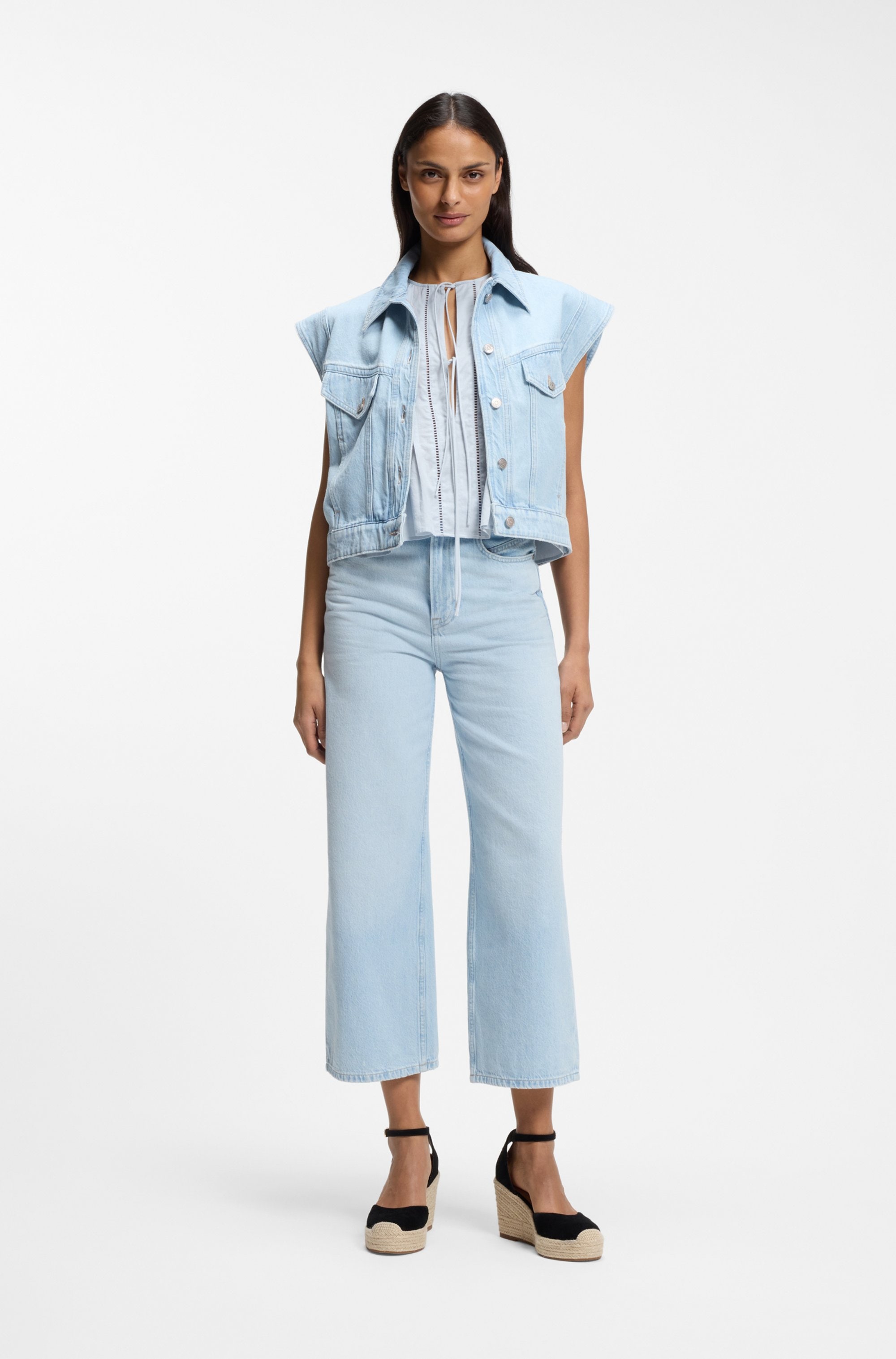 BOSS ORANGE Jeansweste »VEST 1.0 Premium Damenmode« Boxy Fit mit Vintage-Details