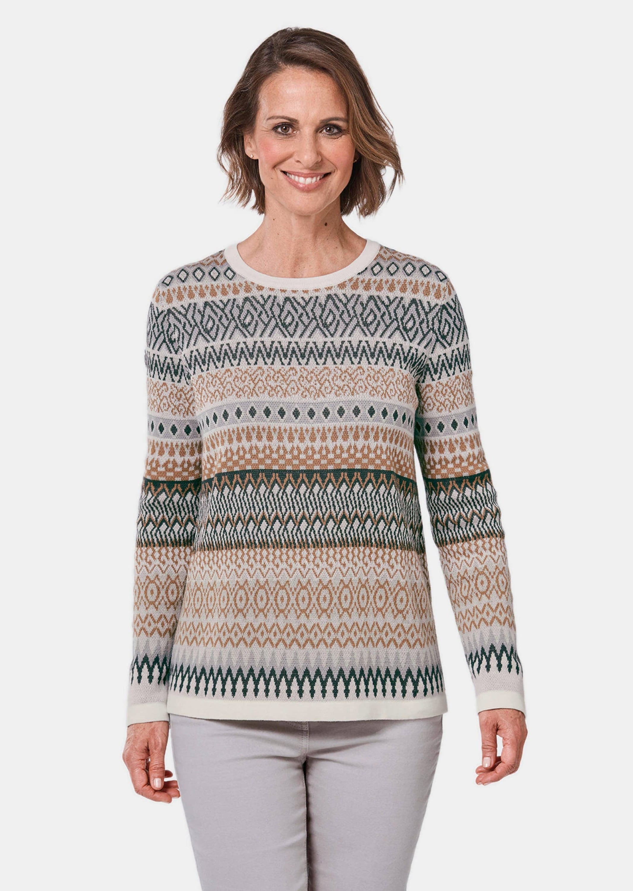 GOLDNER Strickpullover »Pullover Kurzgröße - Zeitloser Norweger-Pullover«