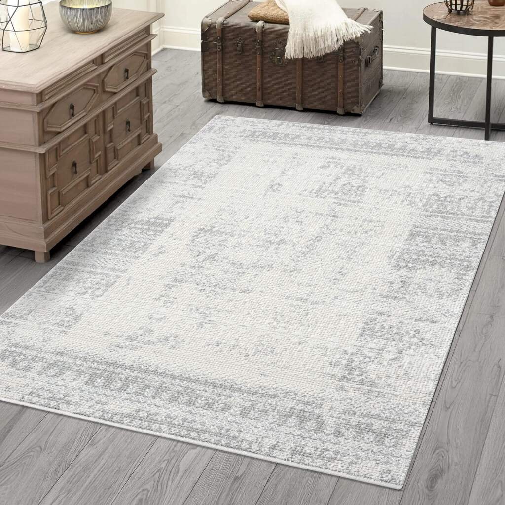 Teppich CARPET CITY "ANTIK232", grau, B:200cm H:10mm L:290cm, Polyester, Teppiche, Teppich, Kurzflor, 3D-Optik, Klassisch-Modern für Wohnzimmer, Schlafzimmer