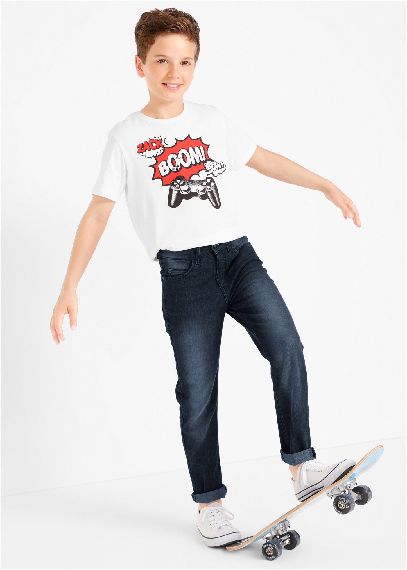 bonprix Slim-fit-Jeans , Slim Fit Stretch-Jeans mit verstellbarem Bund, Straight
