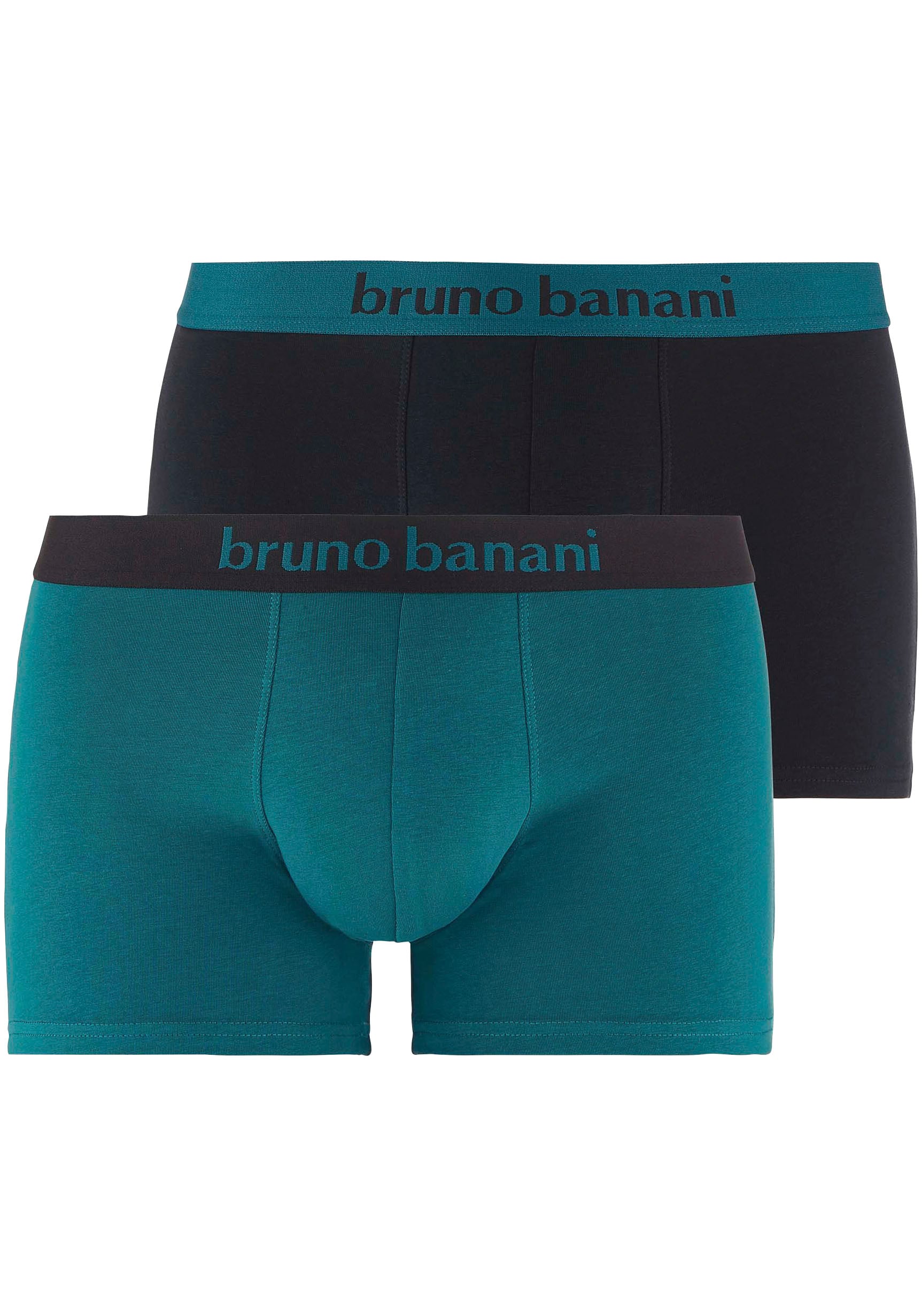 Bruno Banani Boxershorts Flowing« Bündchen 2 St.) (Packung »Short Kontrastfarbenes 2Pack