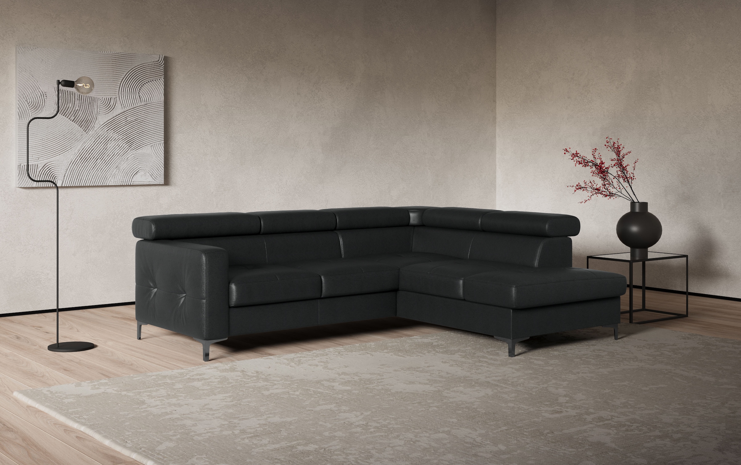 COTTA Ecksofa "Sammy L-Form" mit Kopfteilverstellung, wahlweise mit Schlaffunktion & Bettkasten