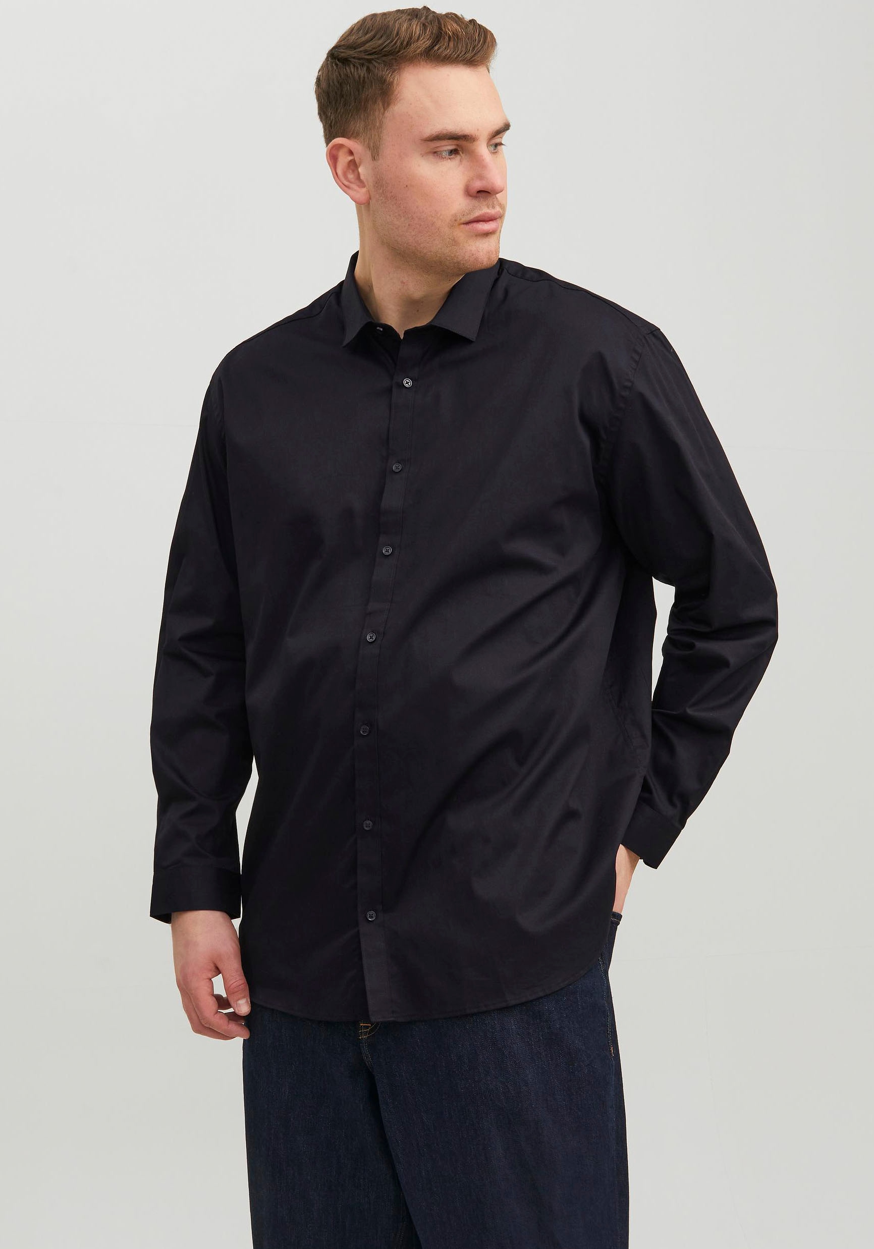 Jack & Jones Herren Freizeit Hemd JPRBLACARDIFF Relaxed Fit Plussize günstig online kaufen