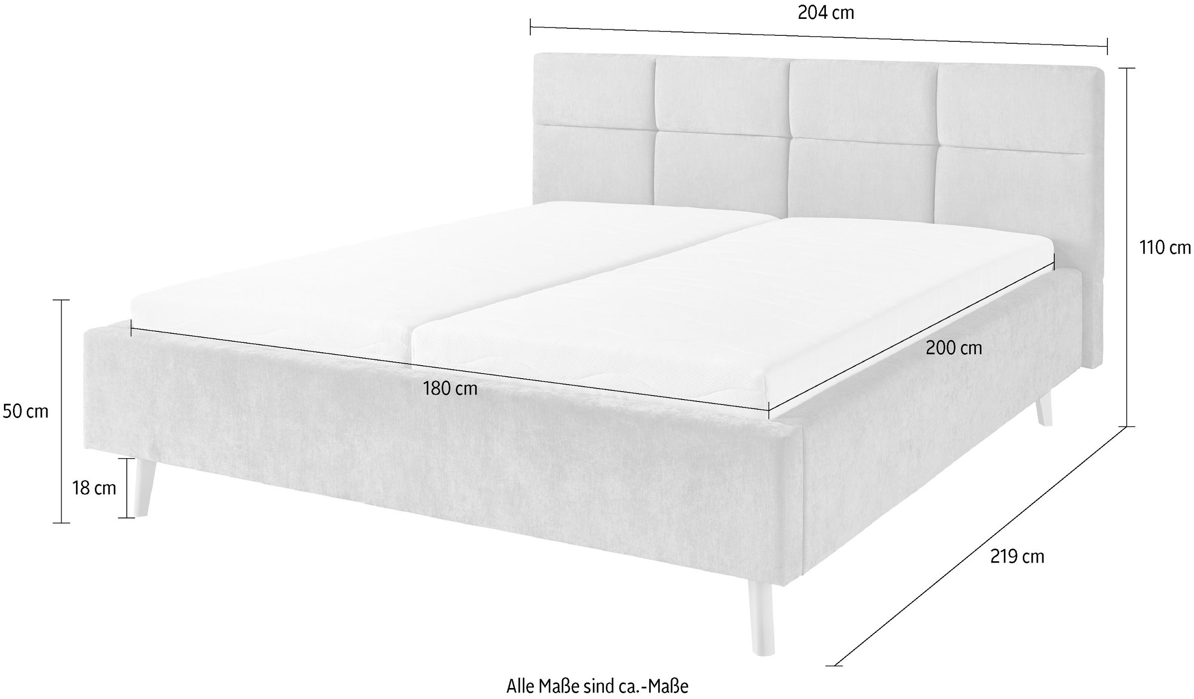 set one by Musterring Polsterbett »Cary, Breite 180cm, inkl. 7-Zonen-Tonnentaschenfederkern-Matratze« Erhältlich in verschiedenen Stofffarbe und Matratzenhärtegraden