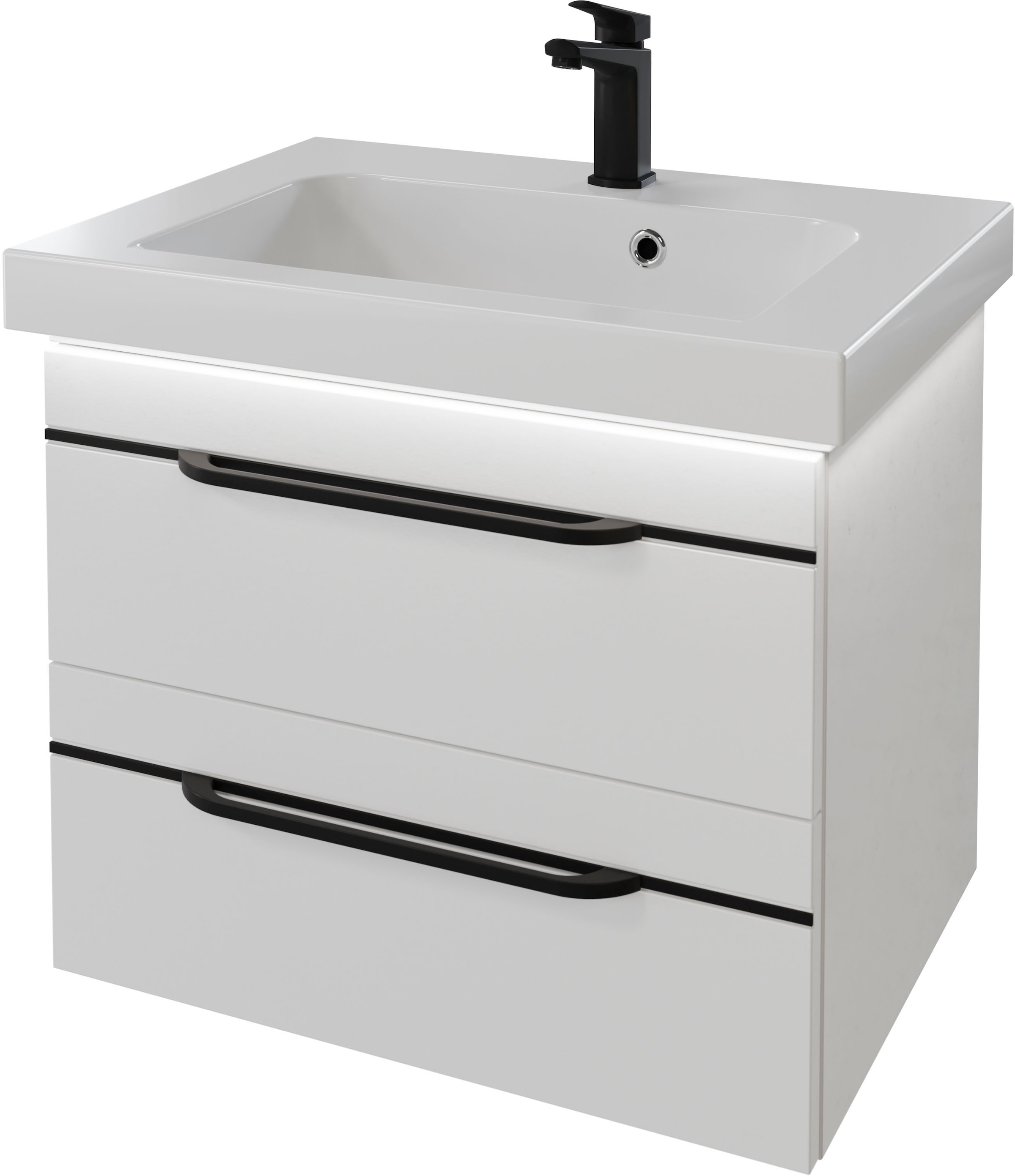 Saphir Waschtisch "Serie Balto Mineralmarmor-Waschtisch mit Unterschrank, 64,4 cm breit" 2 Stk. tlg. Waschplatz mit 2 Schubladen, Badschrank in verschiedenen Ausführungen