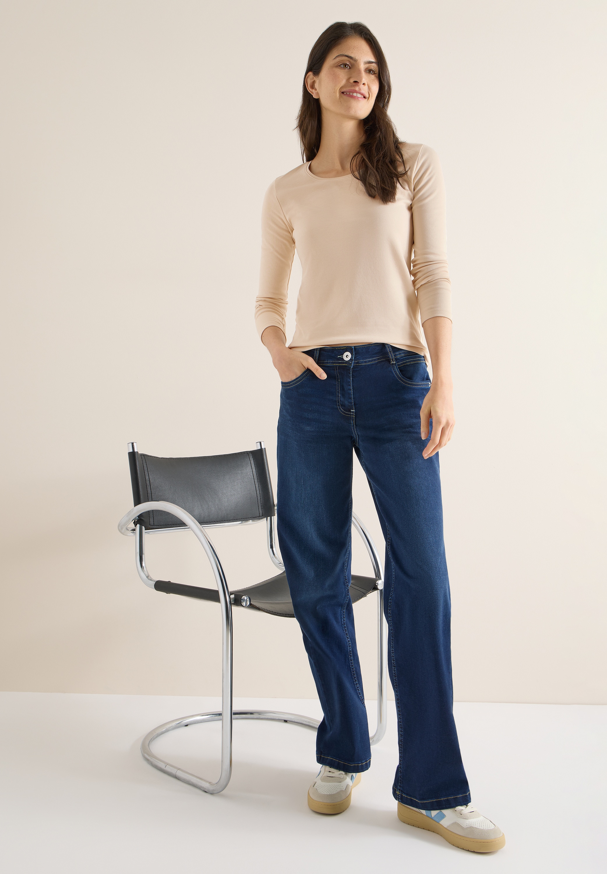 Cecil Langarmshirt aus reiner Baumwolle günstig online kaufen