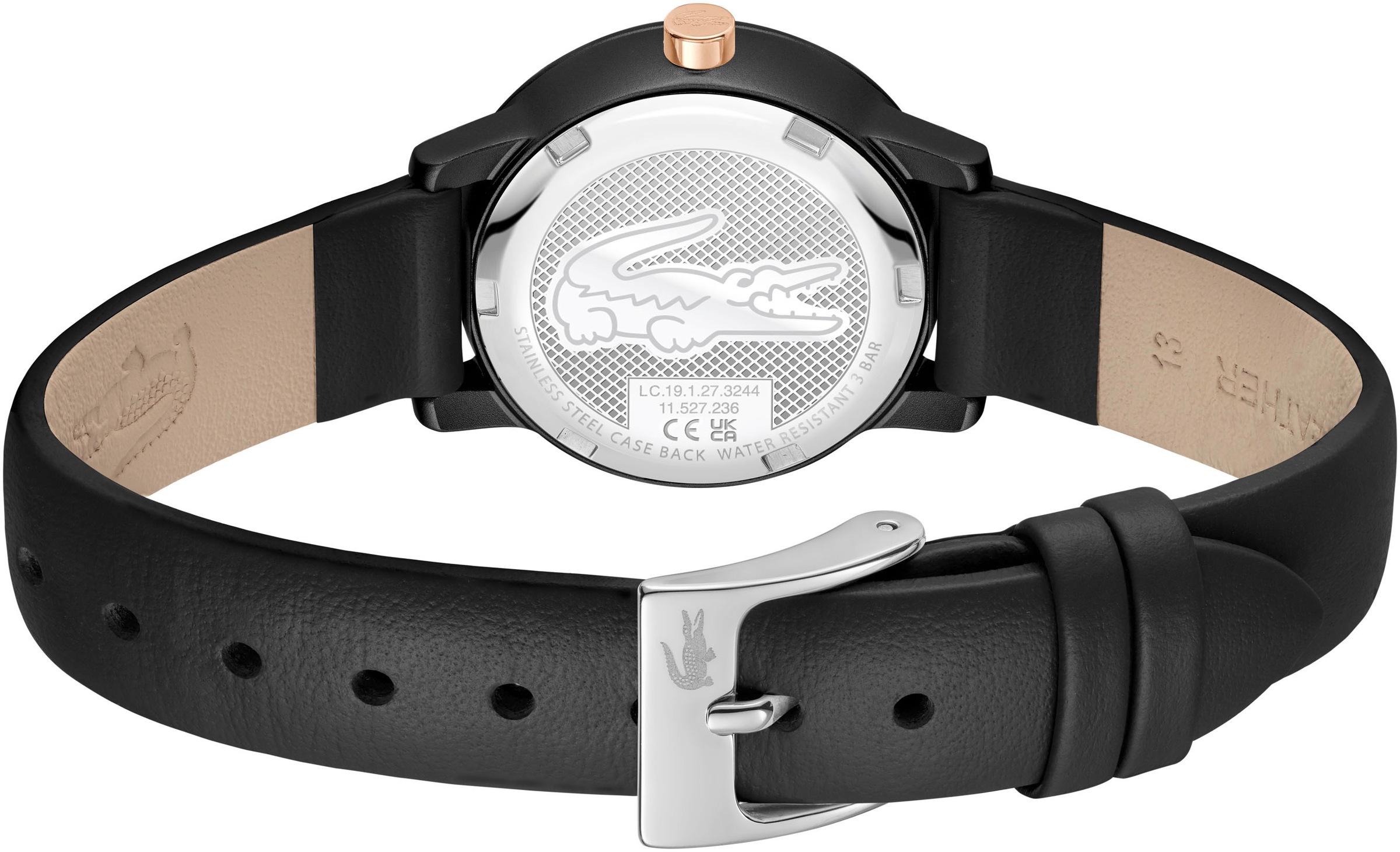 Lacoste Quarzuhr »LACOSTE 12.12 SWIFT«, Armbanduhr, Damenuhr, Lederarmband, analog