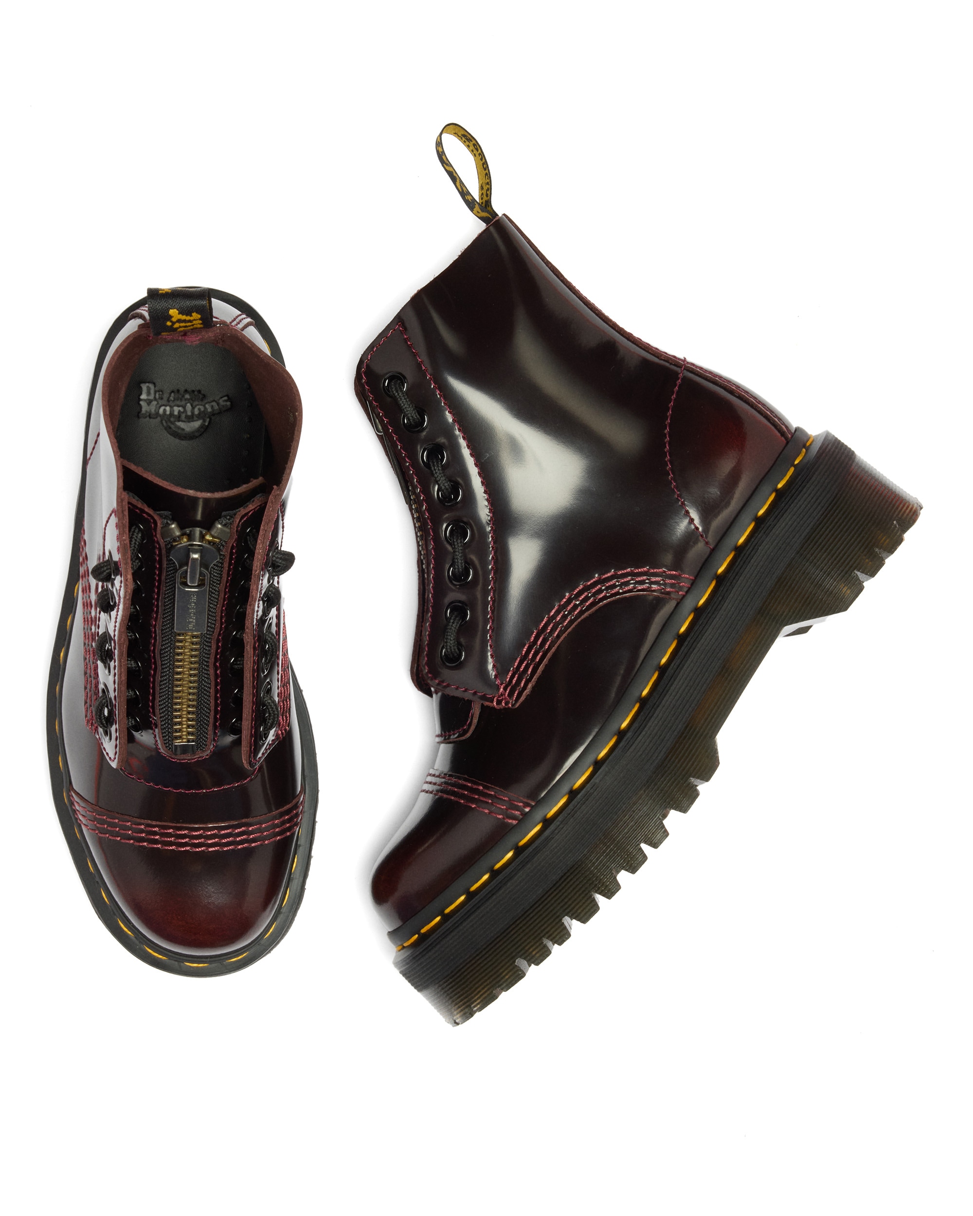 DR. MARTENS Schnürboots »Sinclair Gemilltes Nappaleder Plateaustiefel«  Plateauboots, Chunky Boot mit Front-Reißverschluss