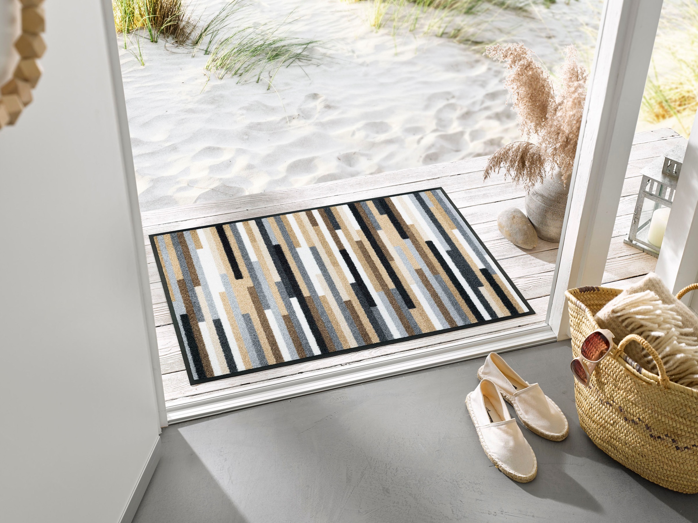 wash+dry by Kleen-Tex Fußmatte "Mikado Stripes" rechteckig 7 mm Höhe Schmut günstig online kaufen