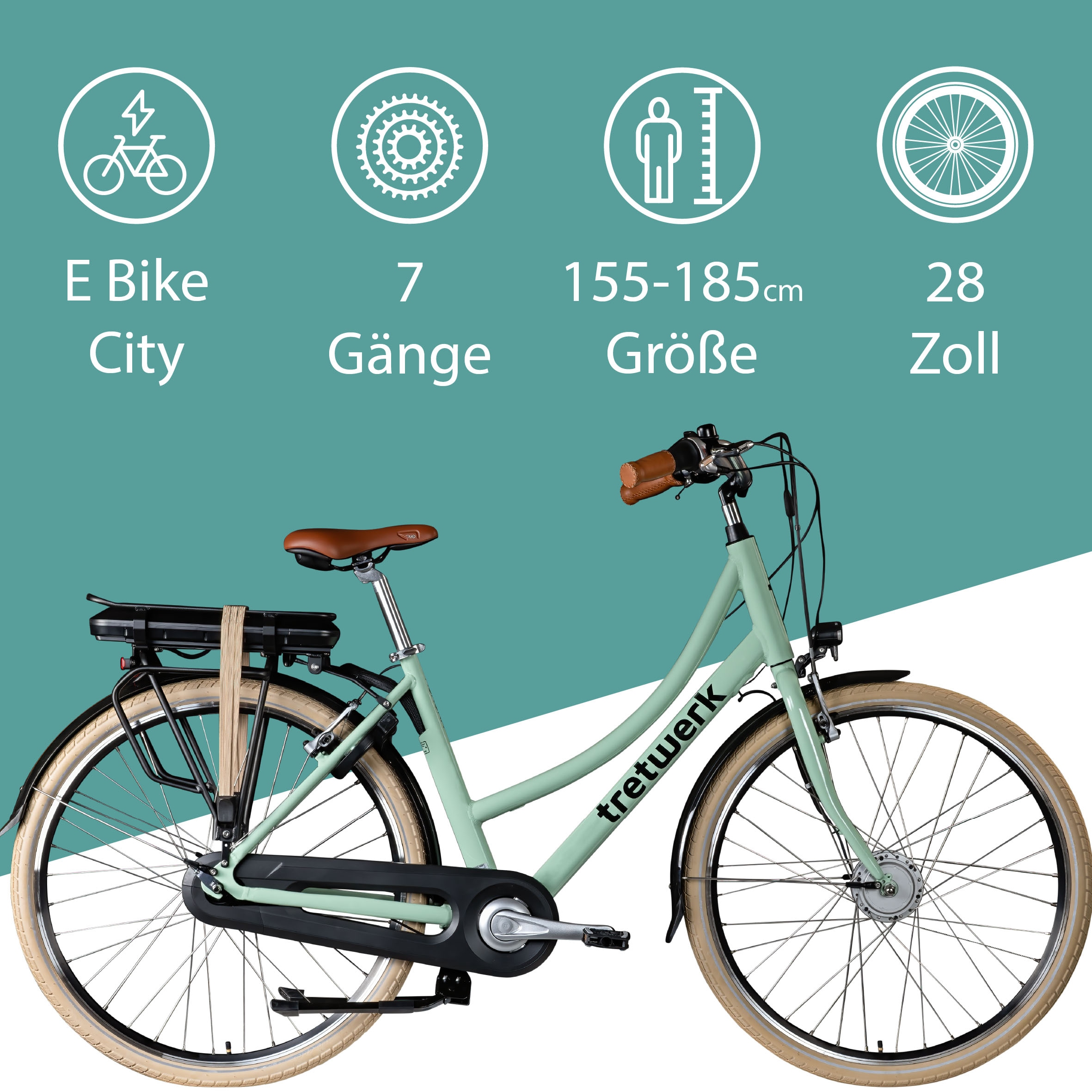 Tretwerk E-Bike »Aurora«, 7 Gang, Frontmotor 250 W