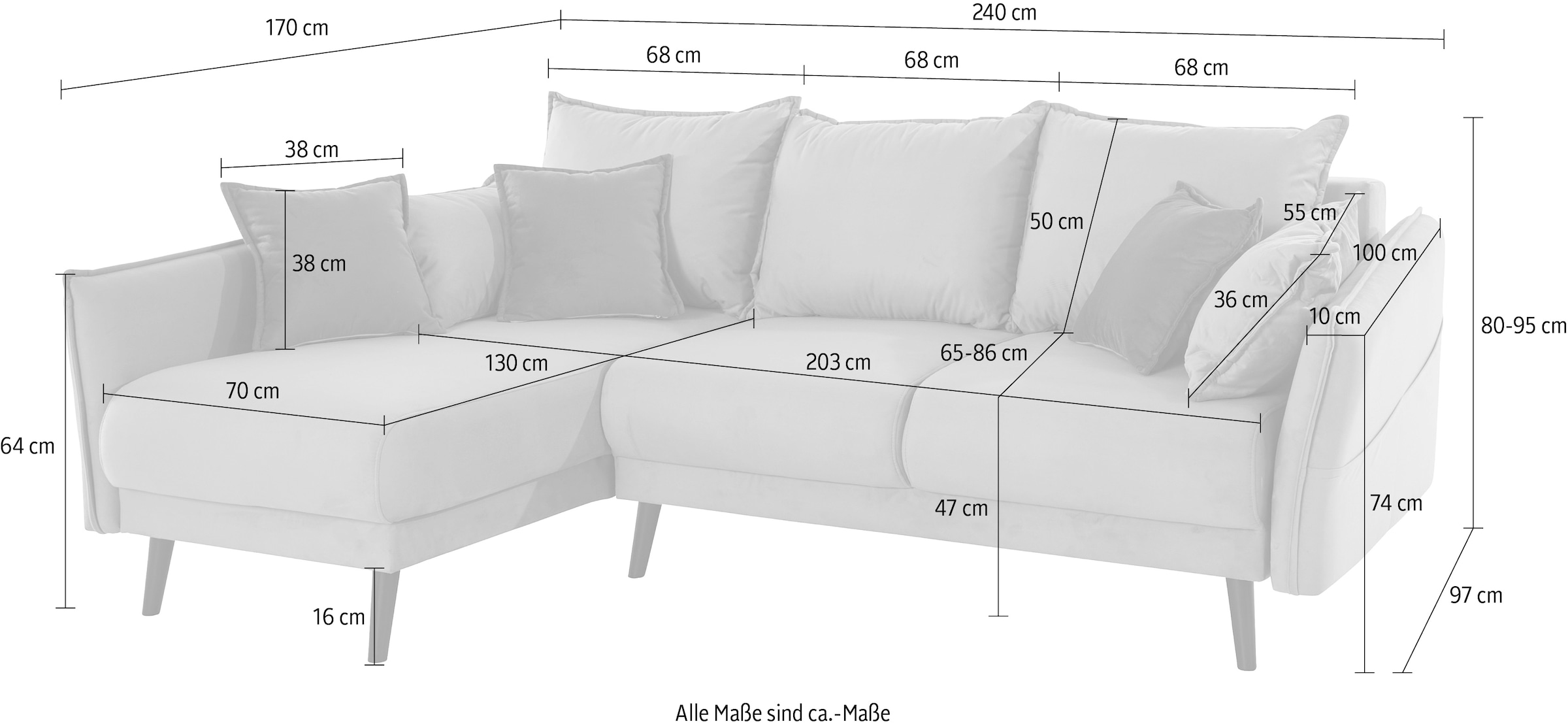 Home affaire Ecksofa »Granbo L-Form«, incl. Bettfunktion und Bettkasten, Federkern-Polsterung, Seitentasche