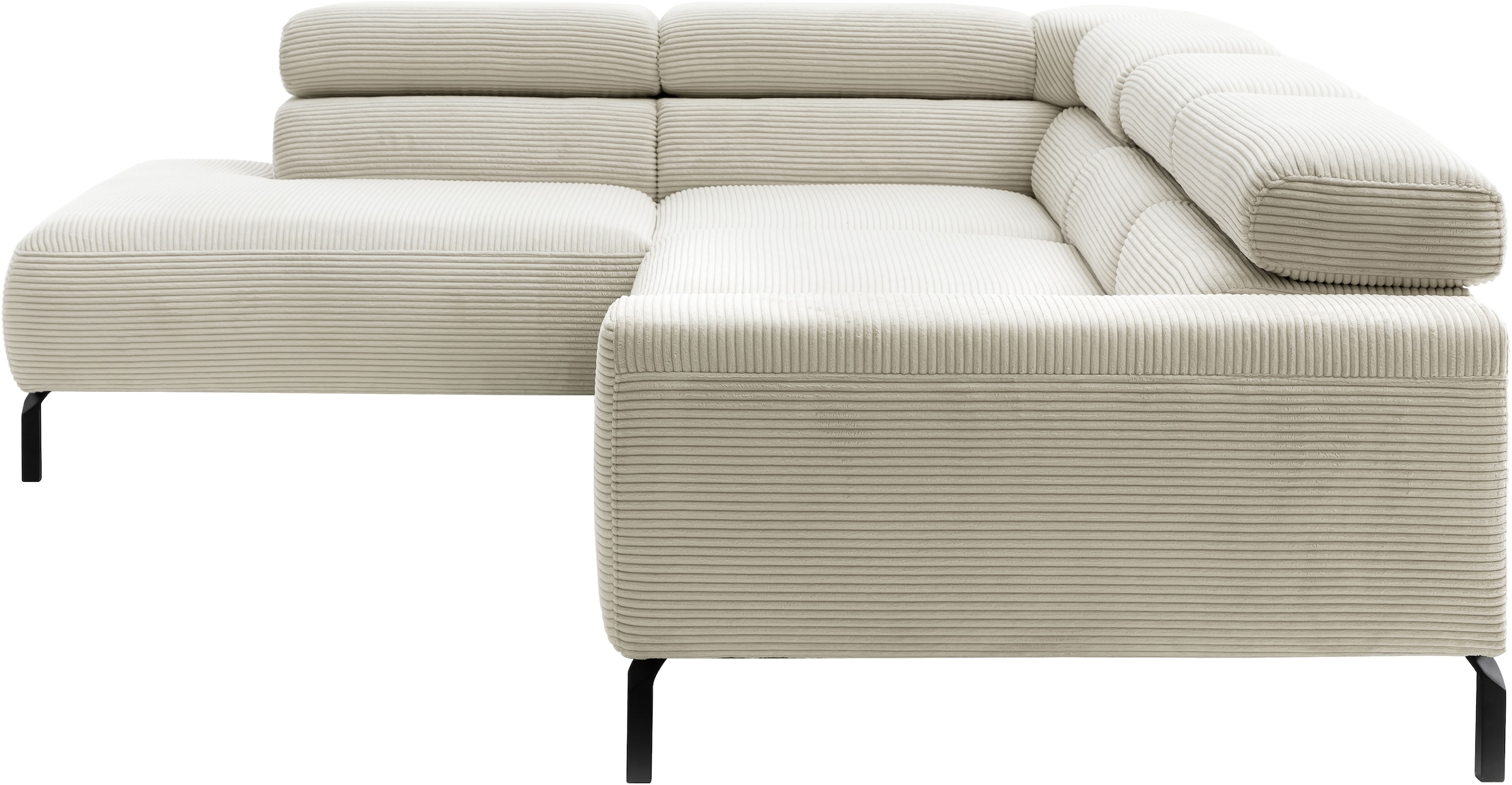 Places of Style Ecksofa »Antonelli, L-Form, inkl. Kopfteilverstellung, Breite 276 cm«, ohne Sitztiefenverstellung, in Cord, natur