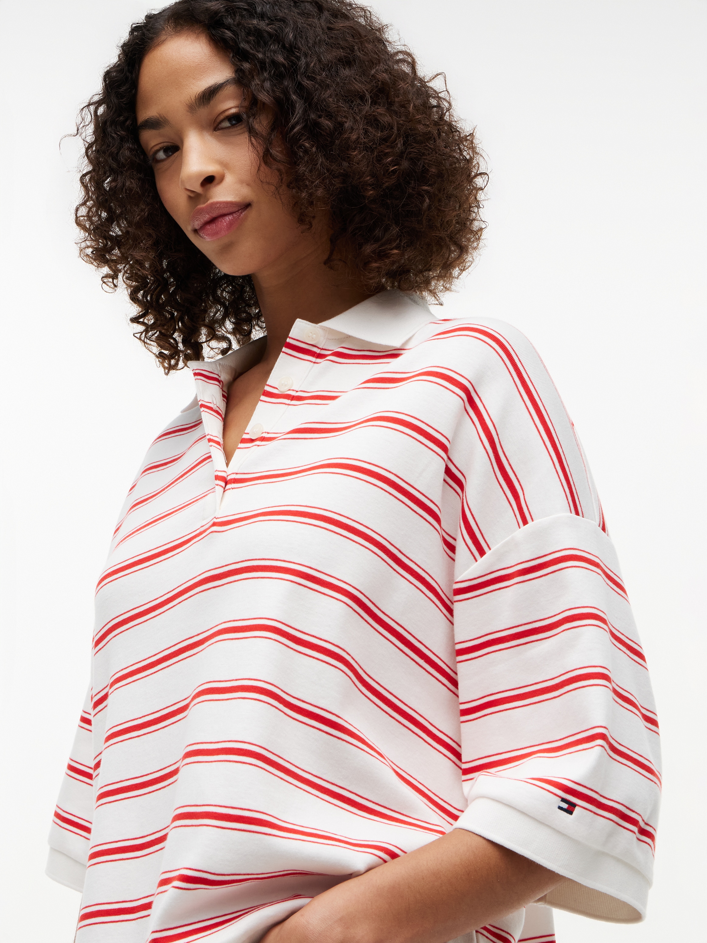 Tommy Hilfiger Poloshirt »MULTISTP OVERSIZED SS POLO« Baumwolle, oversize